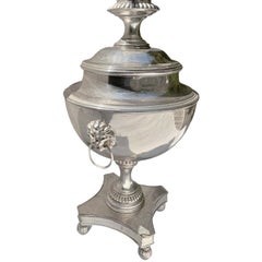 Antique Neoclassic Silver Plated Table Lamps