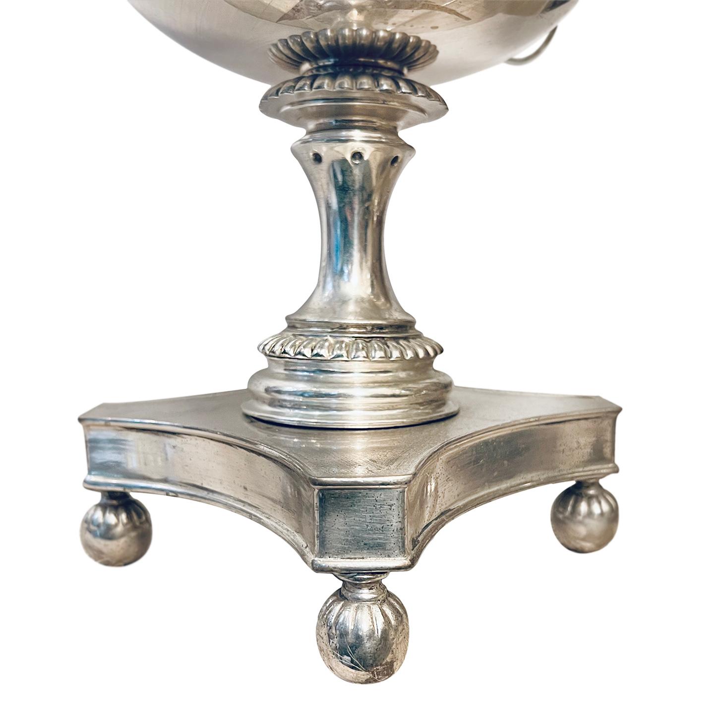 Antique Neoclassic Silver Plated Table Lamps In Good Condition For Sale In New York, NY