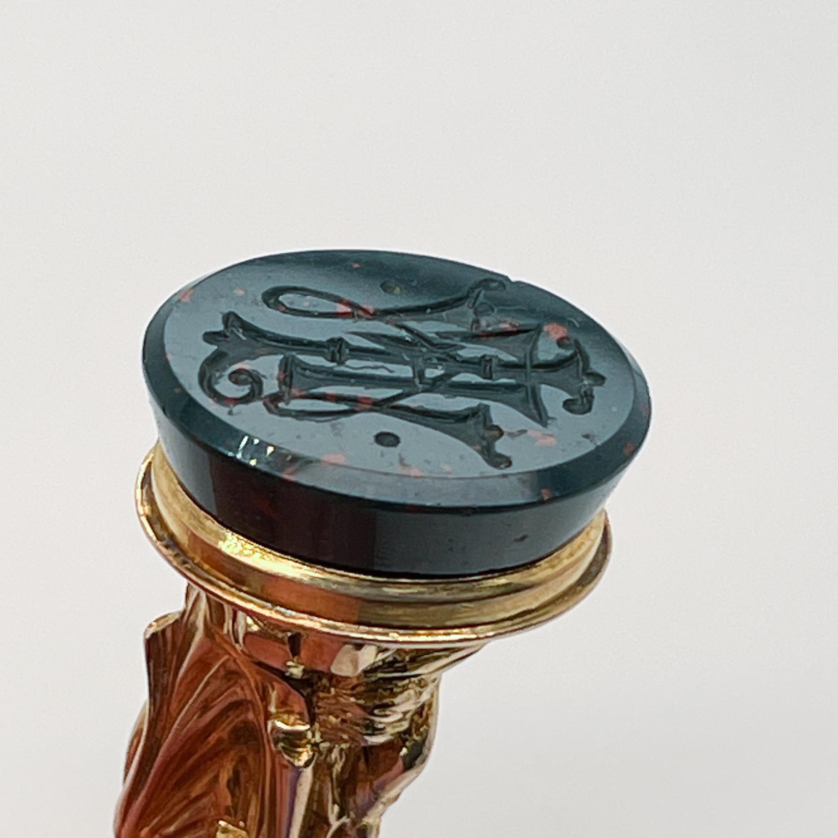 Antique Neoclassical 18 Karat Gold Figural Watch Fob & Bloodstone Seal 7