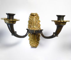 Antique Neoclassical 2 light Gilt Bronze Sconce Wall Candelabra 19th century