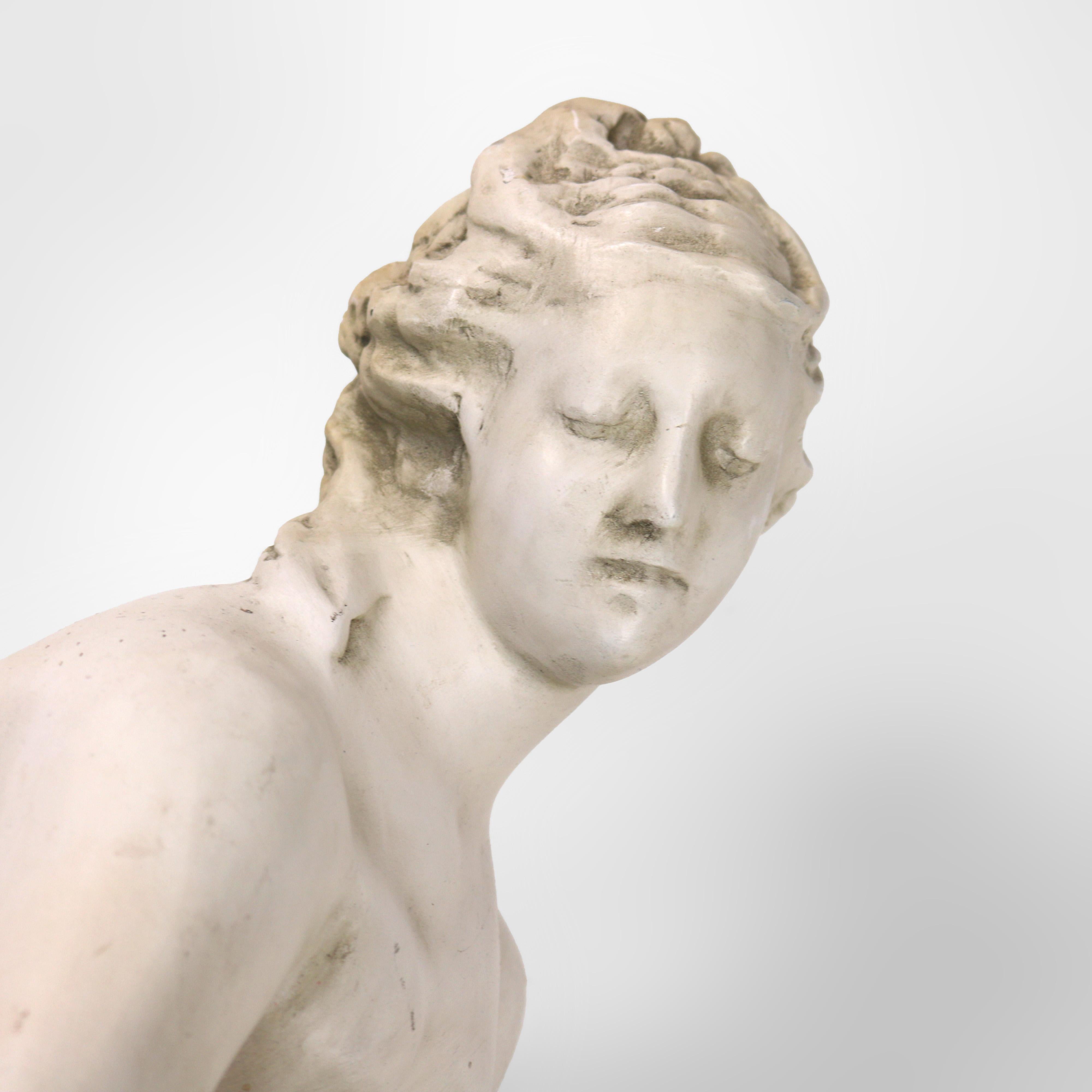 Antique Neoclassical 34” Plaster Sculpture of a Nude Woman C1920 For Sale 9