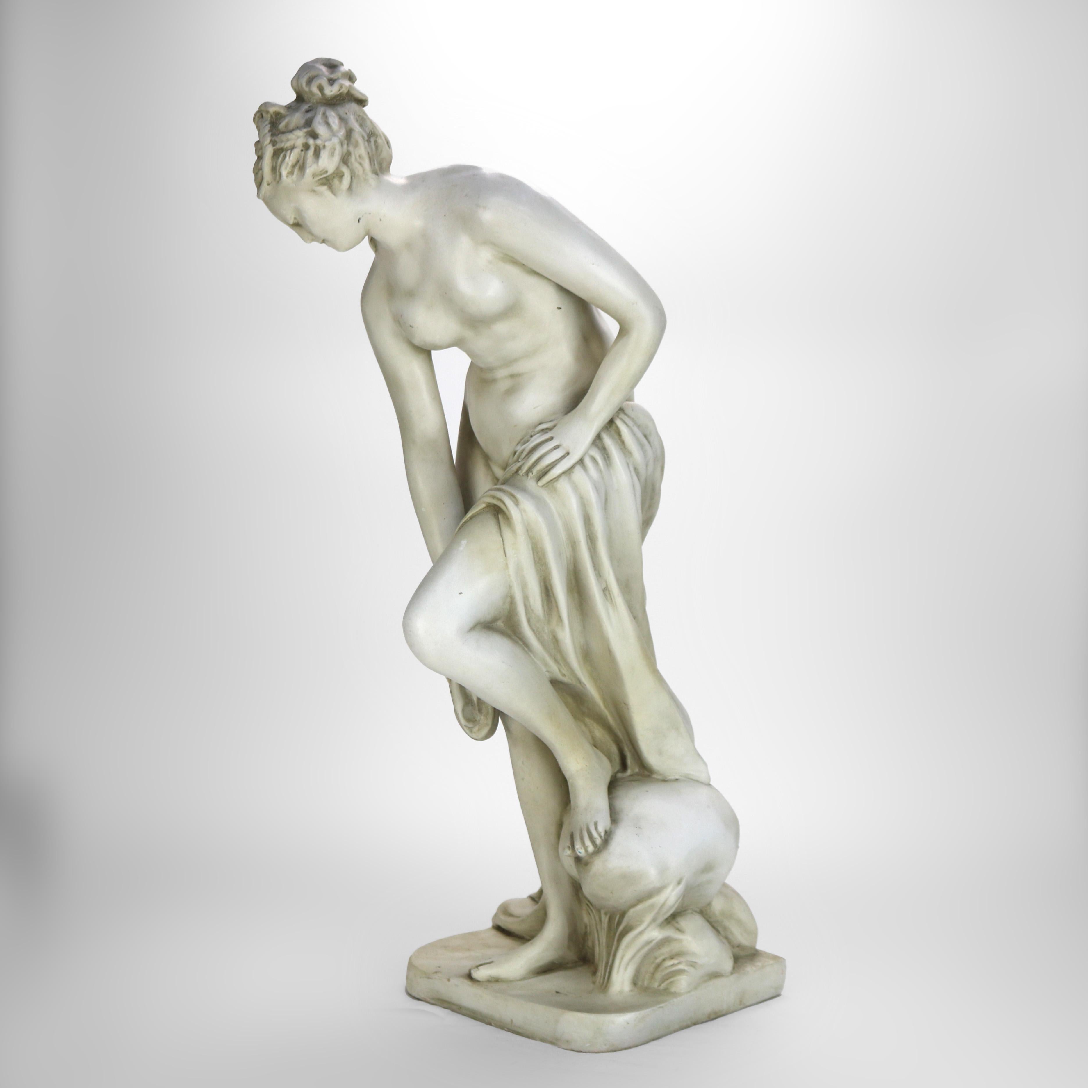 Antique Neoclassical 34” Plaster Sculpture of a Nude Woman C1920 In Good Condition For Sale In Big Flats, NY