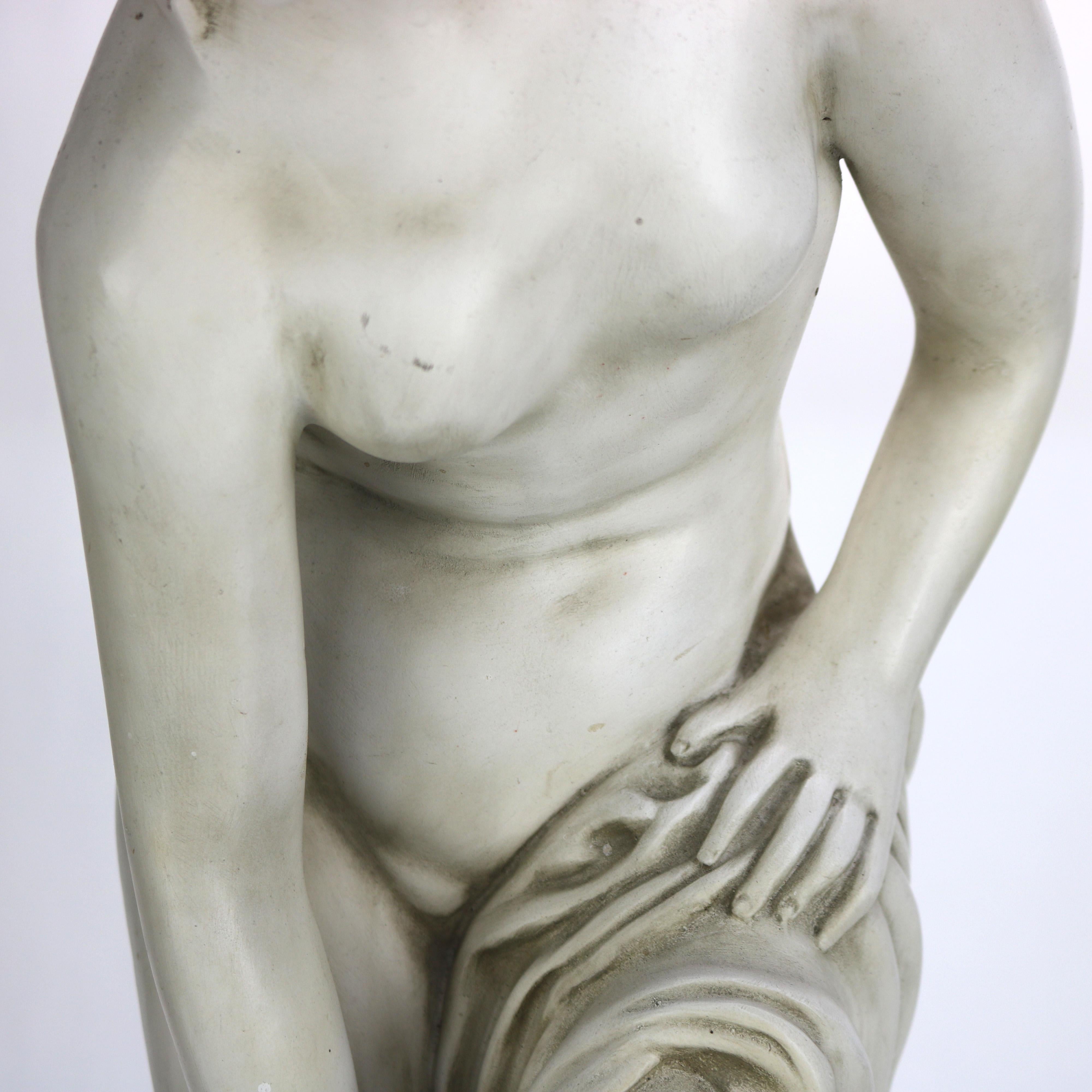 Antique Neoclassical 34” Plaster Sculpture of a Nude Woman C1920 For Sale 4