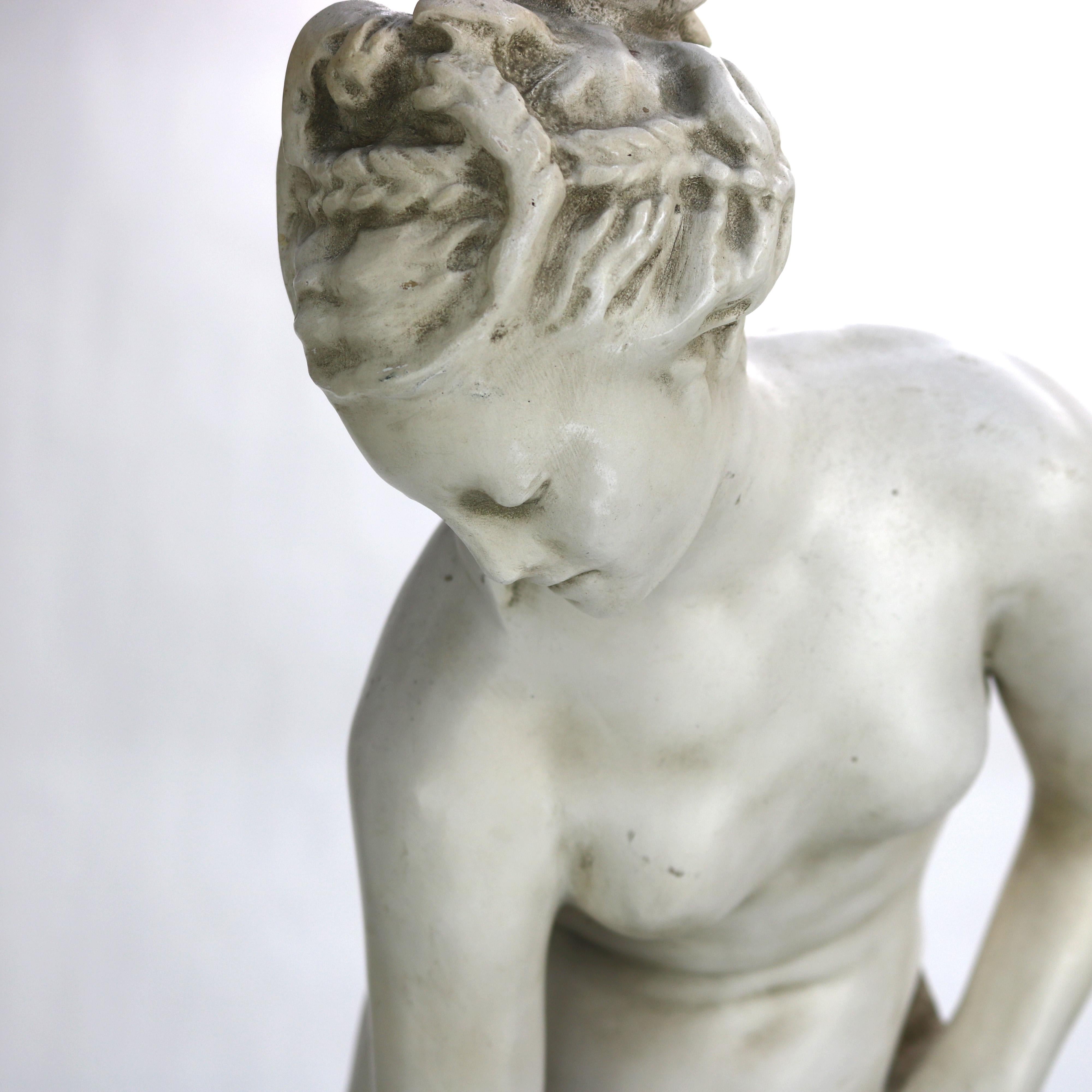 Antique Neoclassical 34” Plaster Sculpture of a Nude Woman C1920 For Sale 5