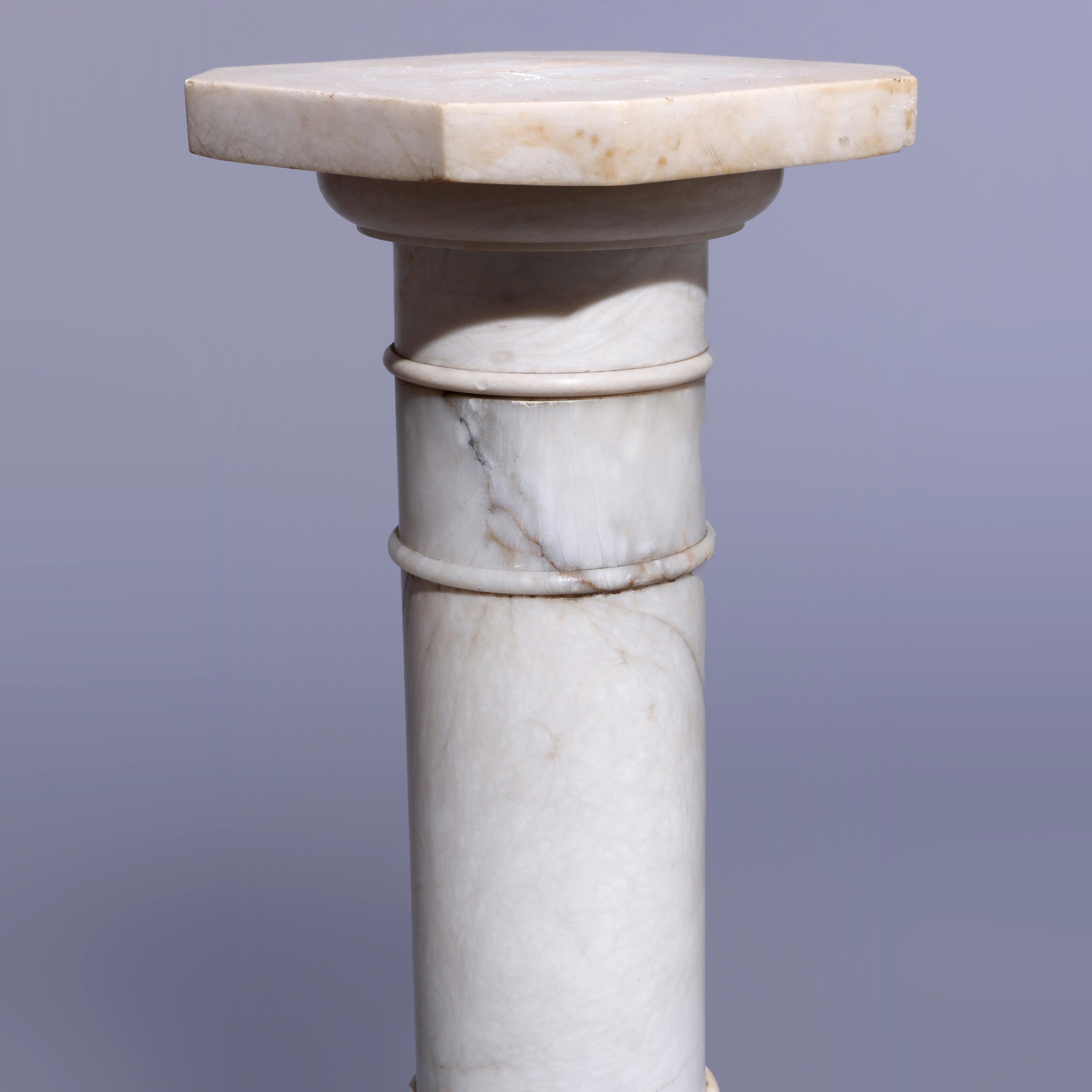 Antique Neoclassical Alabaster Display Sculpture Pedestal, circa 1890 In Good Condition In Big Flats, NY