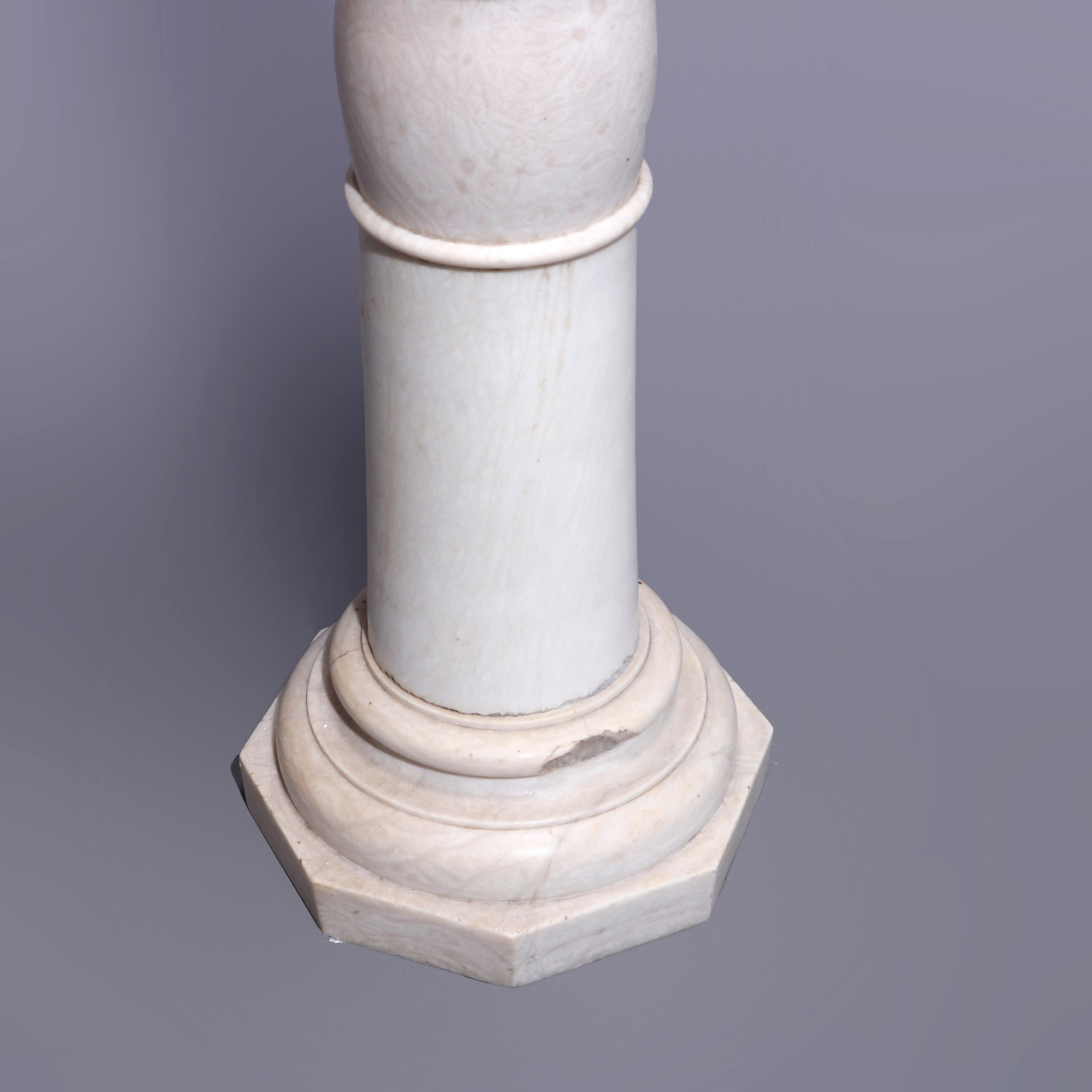 19th Century Antique Neoclassical Alabaster Display Sculpture Pedestal, circa 1890