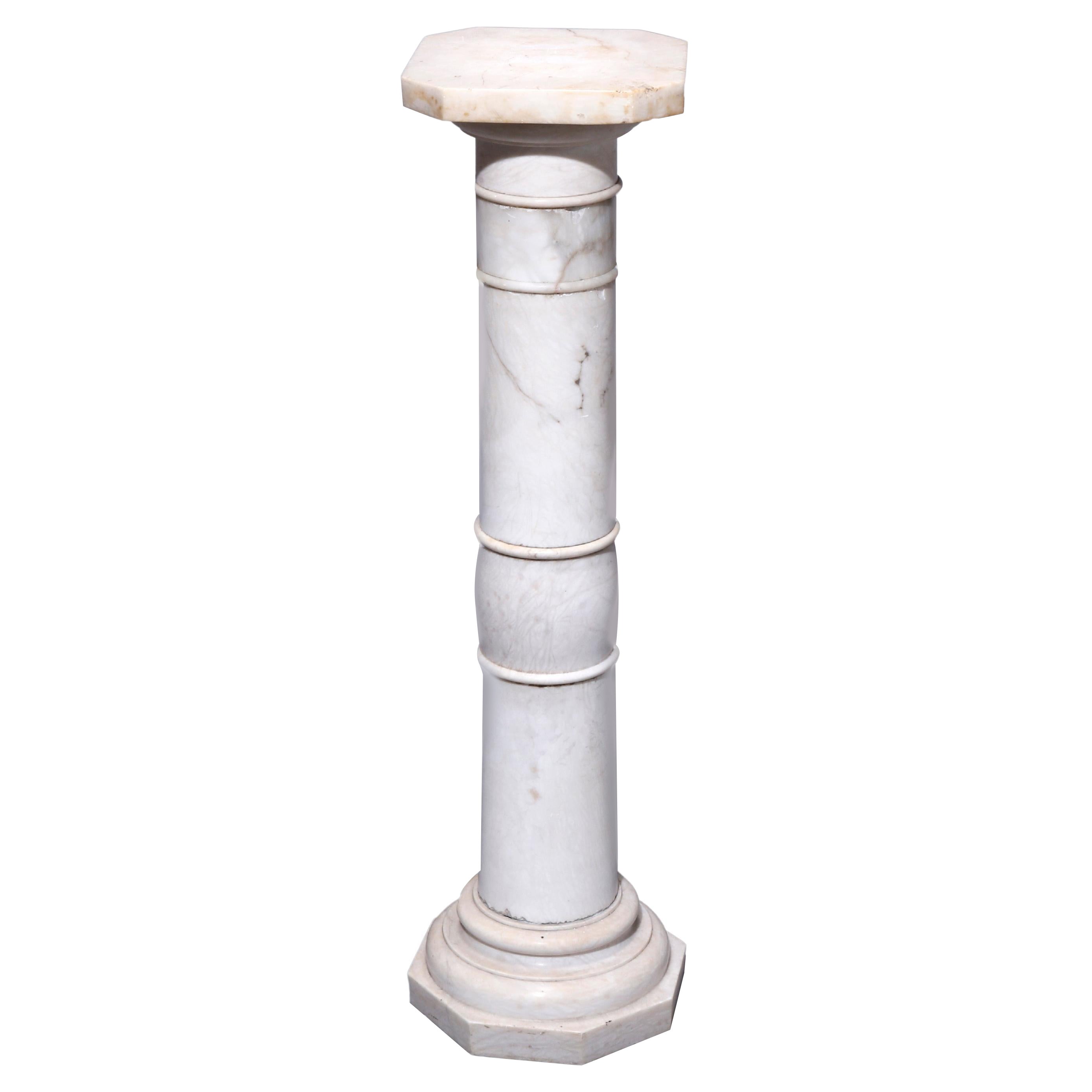 Antique Neoclassical Alabaster Display Sculpture Pedestal, circa 1890