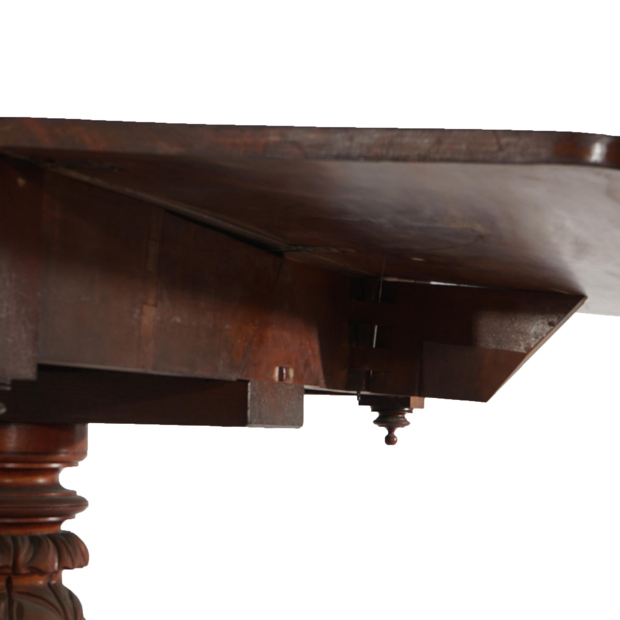 Antique Neoclassical American Empire Carved Flame Mahogany Drop Leaf Table c1880 For Sale 7