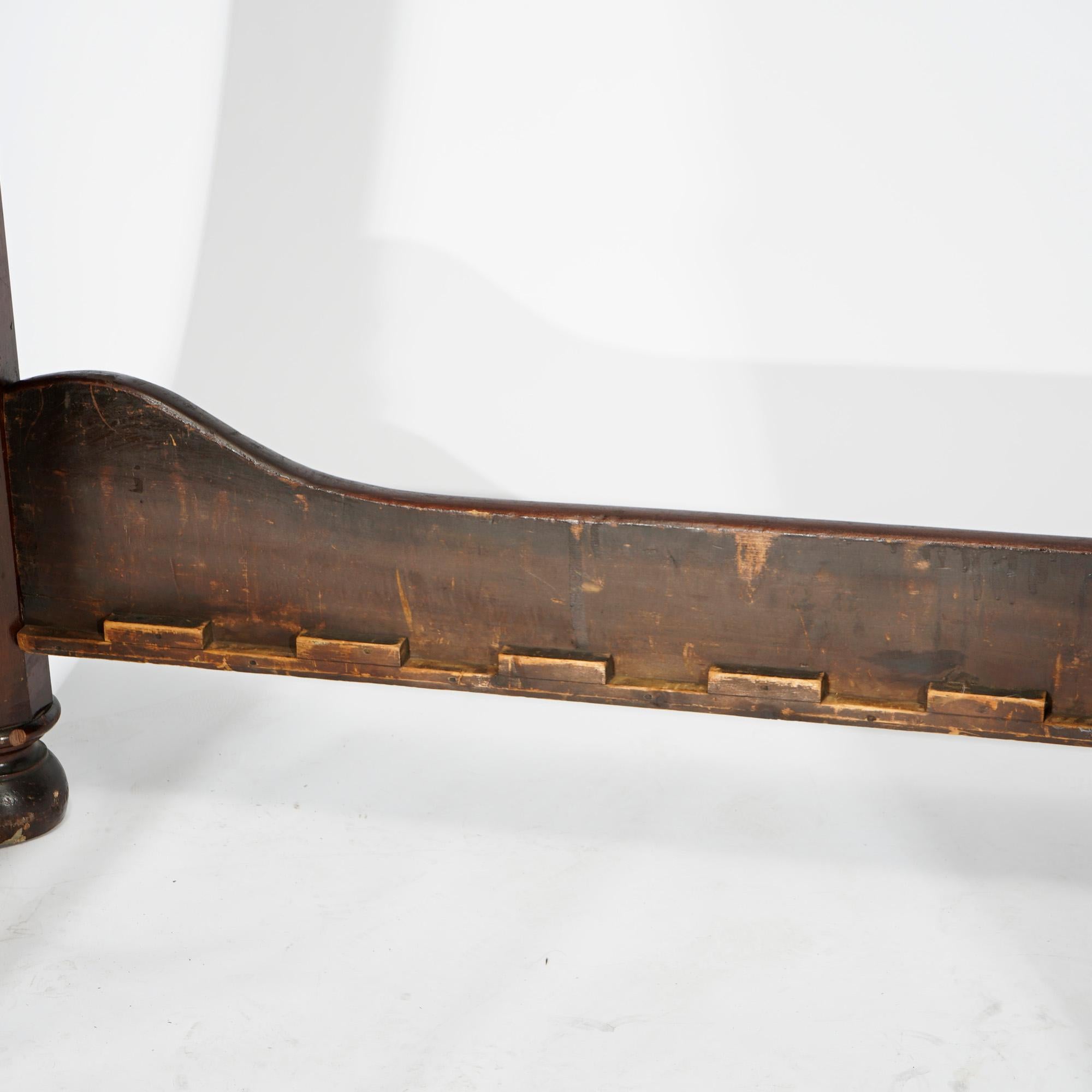 Antique Neoclassical American Empire Carved Flame Mahogany Full Tester Bed c1830 For Sale 7