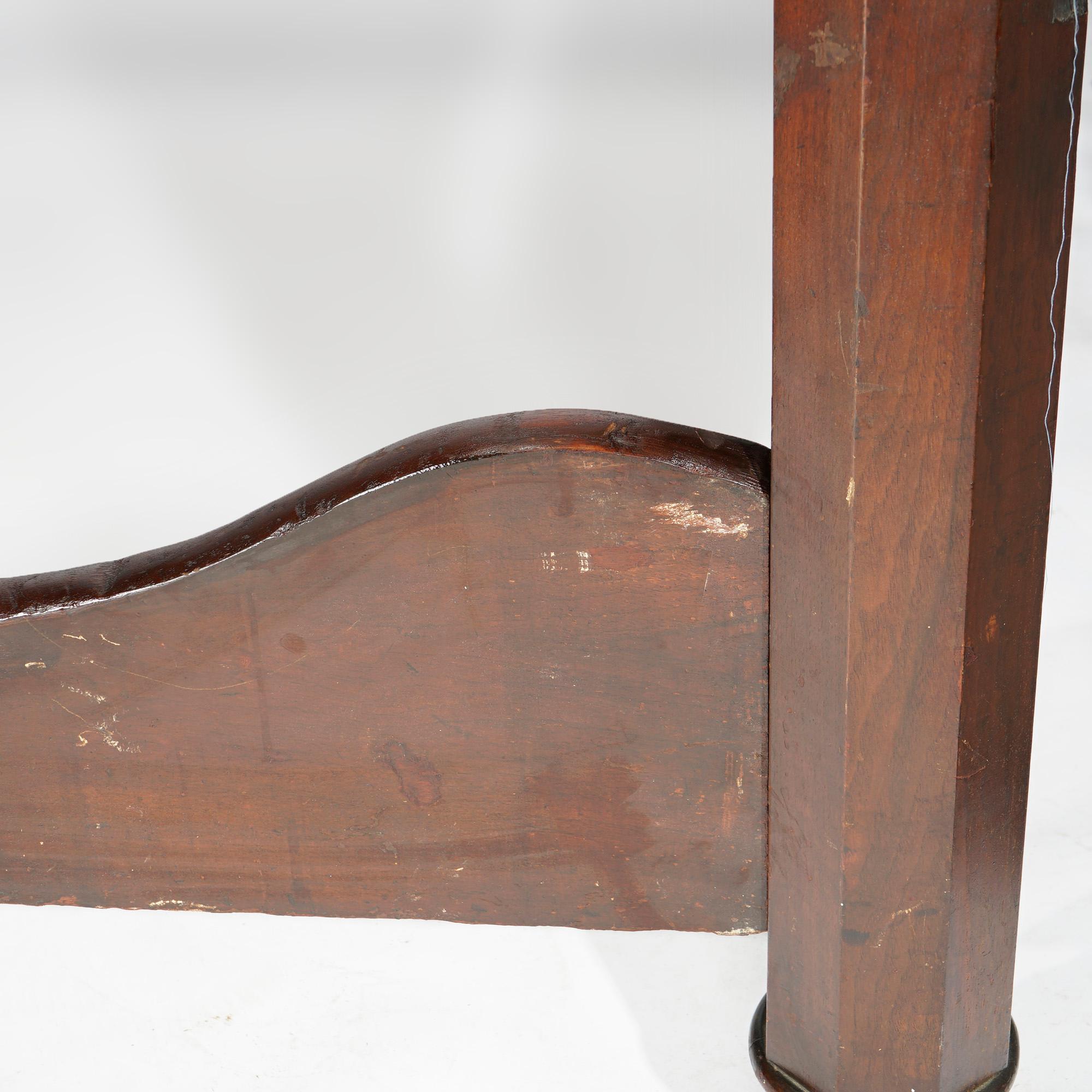 Antique Neoclassical American Empire Carved Flame Mahogany Full Tester Bed c1830 For Sale 8
