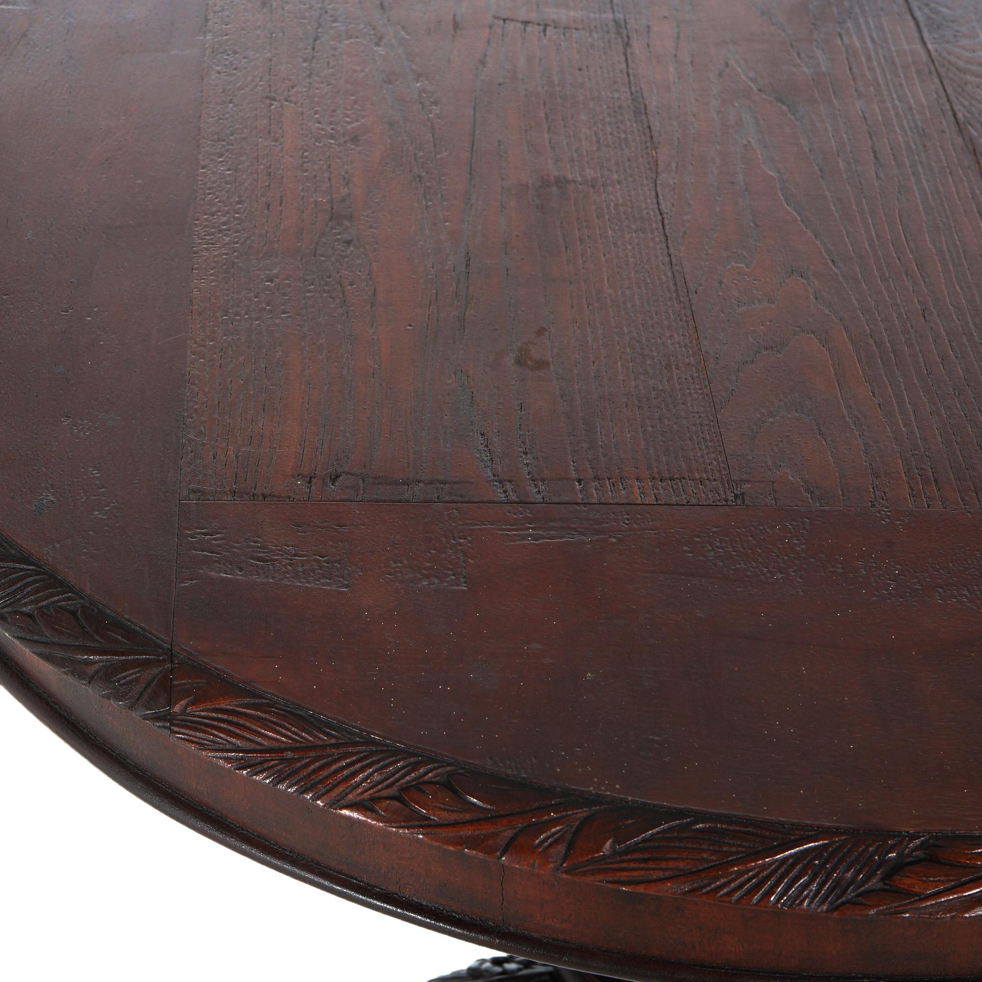 19th Century Antique Neoclassical American Empire Carved Mahogany Center Table C1840 For Sale