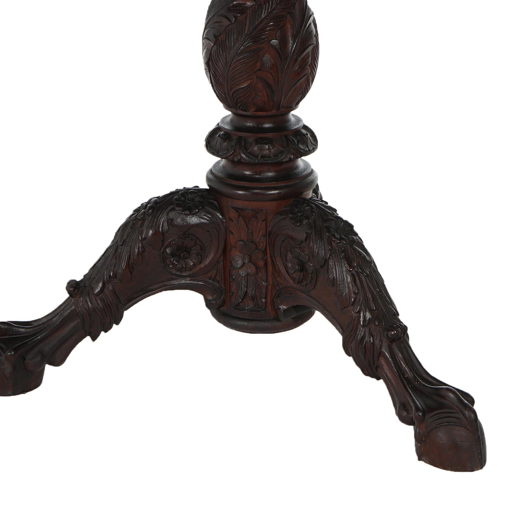 Antique Neoclassical American Empire Carved Mahogany Center Table C1840 For Sale 4
