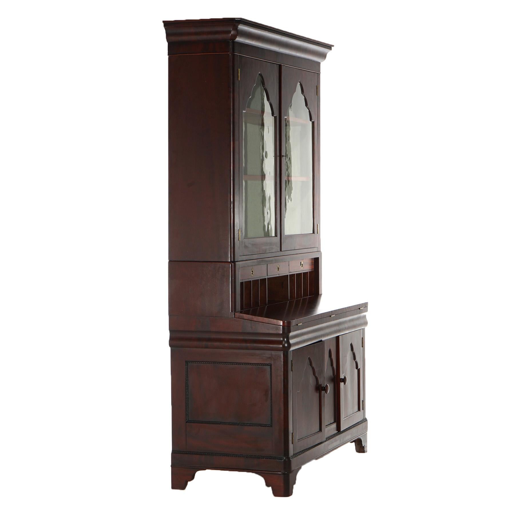 Antique Neoclassical American Empire Flame Mahogany Secretary Desk C1840 5