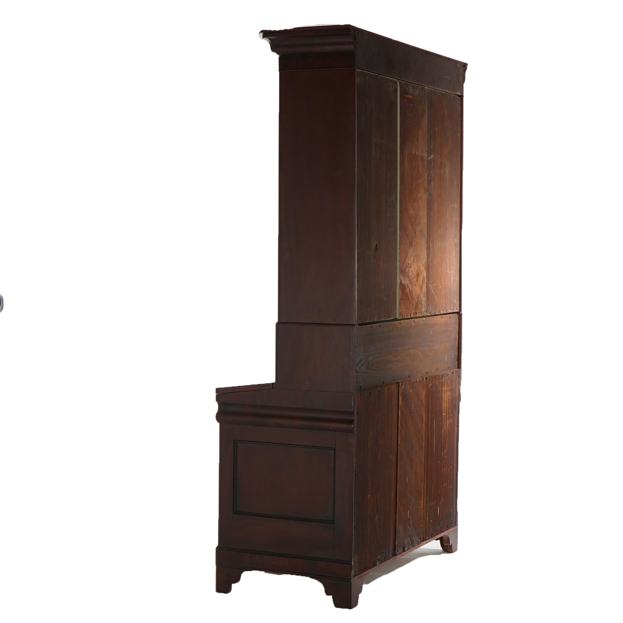 Antique Neoclassical American Empire Flame Mahogany Secretary Desk C1840 6