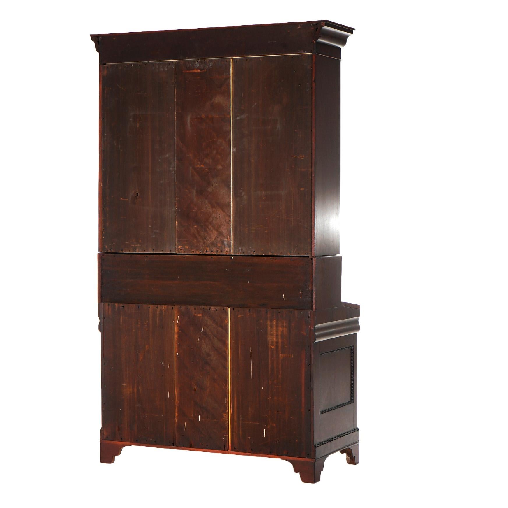 Antique Neoclassical American Empire Flame Mahogany Secretary Desk C1840 7