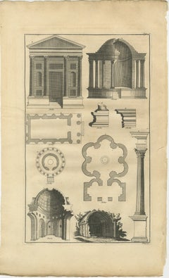 Antique Neoclassical Architecture Engraving by Montfaucon, 1721