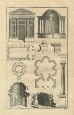 Antique Neoclassical Architecture Engraving by Montfaucon, 1721