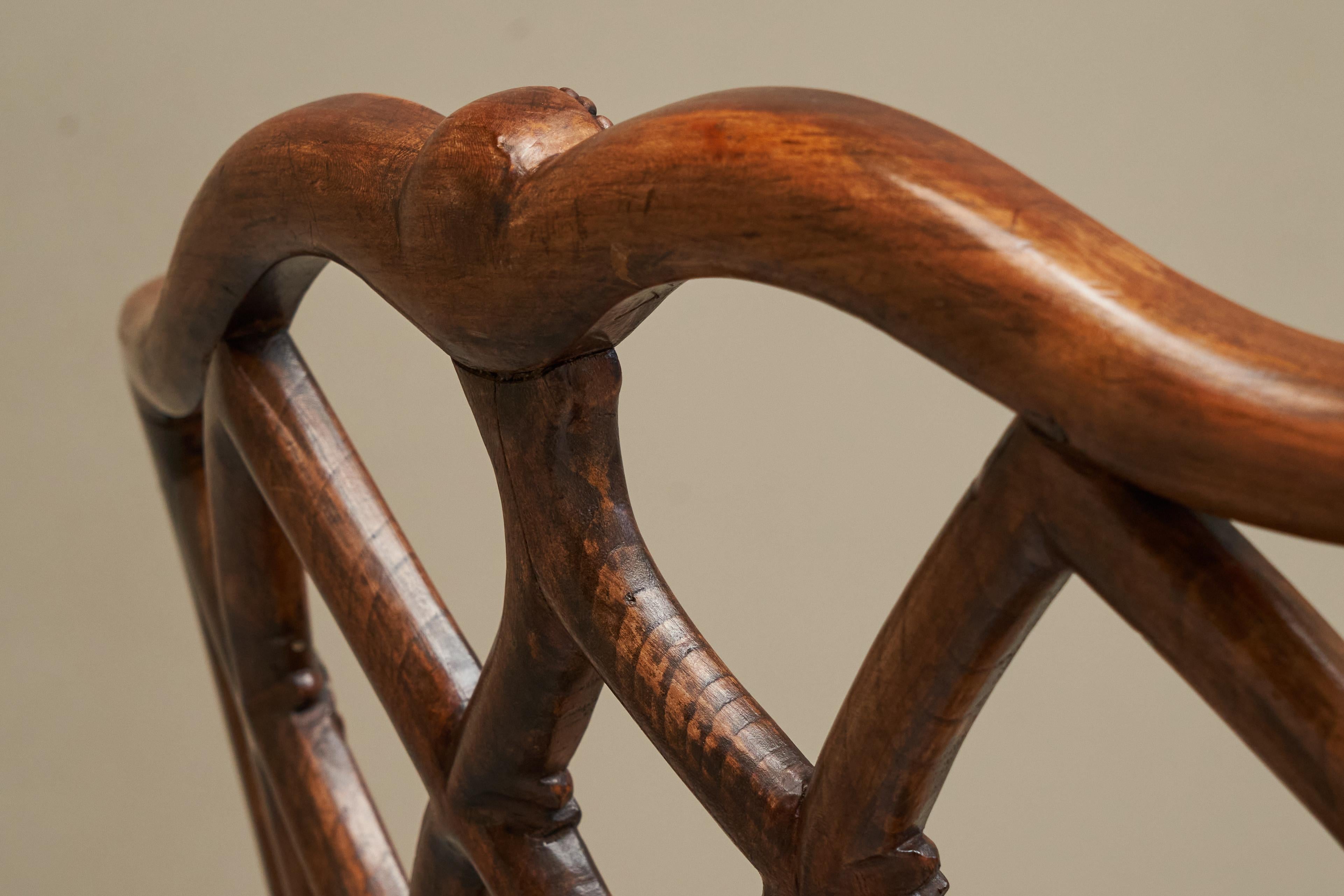 Antiguo Sillón Neoclásico de Madera y Terciopelo Finales del Siglo XIX en venta 4