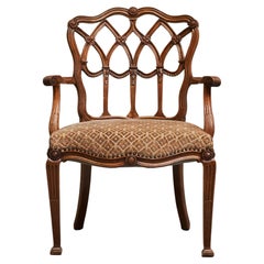 Antique Neoclassical Armchair in Wood and Velvet Late 19th Century
