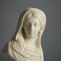 Antique Neoclassical Bisque Porcelain Bust of a Classical Woman C1850