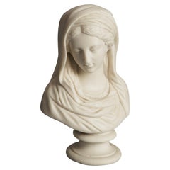 Antique Buste de Femme Classique en Porcelaine Bisque Néoclassique C1850