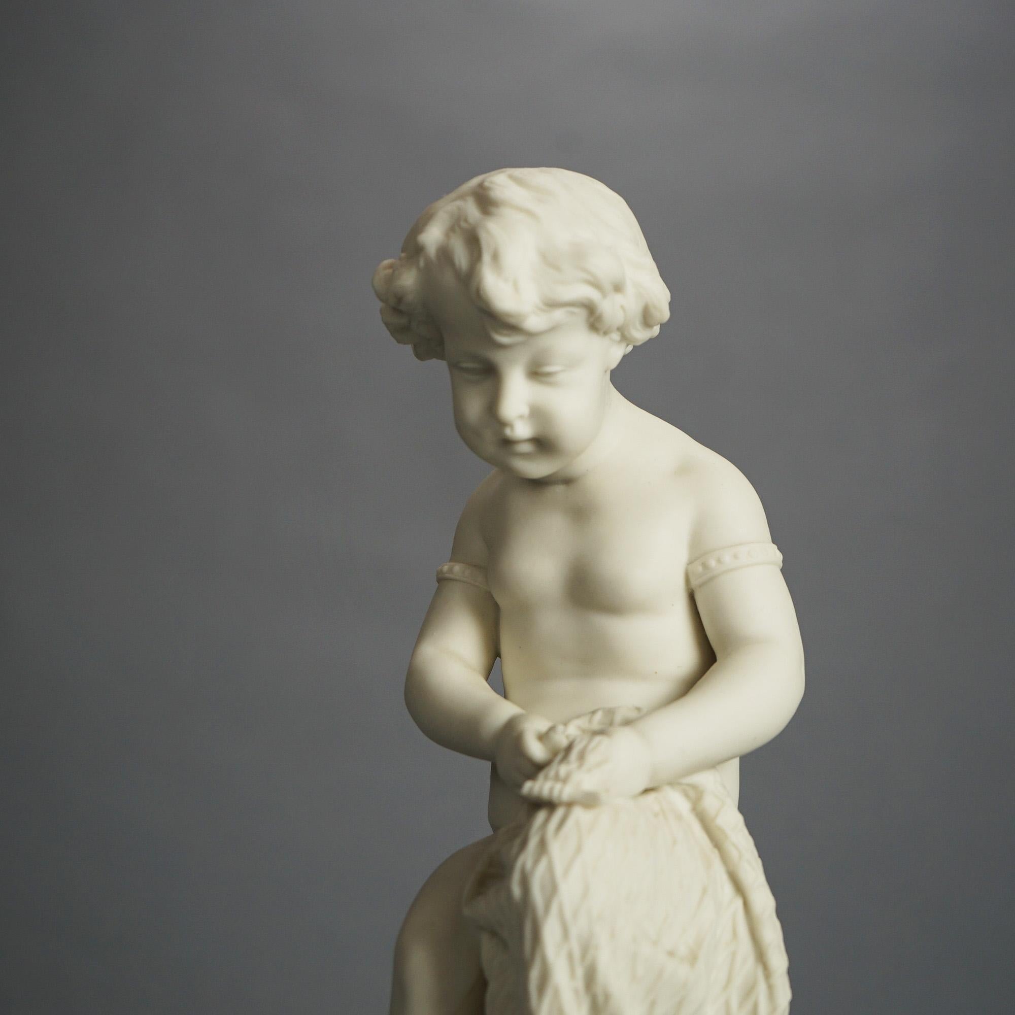 Antigua figura neoclásica de porcelana bisqueada de un querubín C1850

Medidas - 13,75