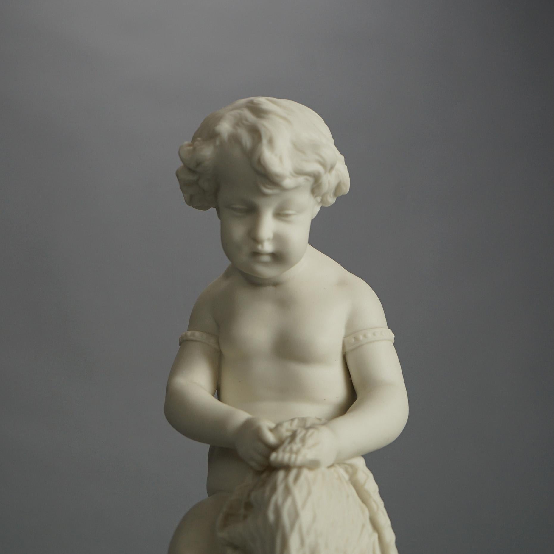 Antigua figura neoclásica de porcelana bisqueada de un querubín C1850 Neoclásico en venta