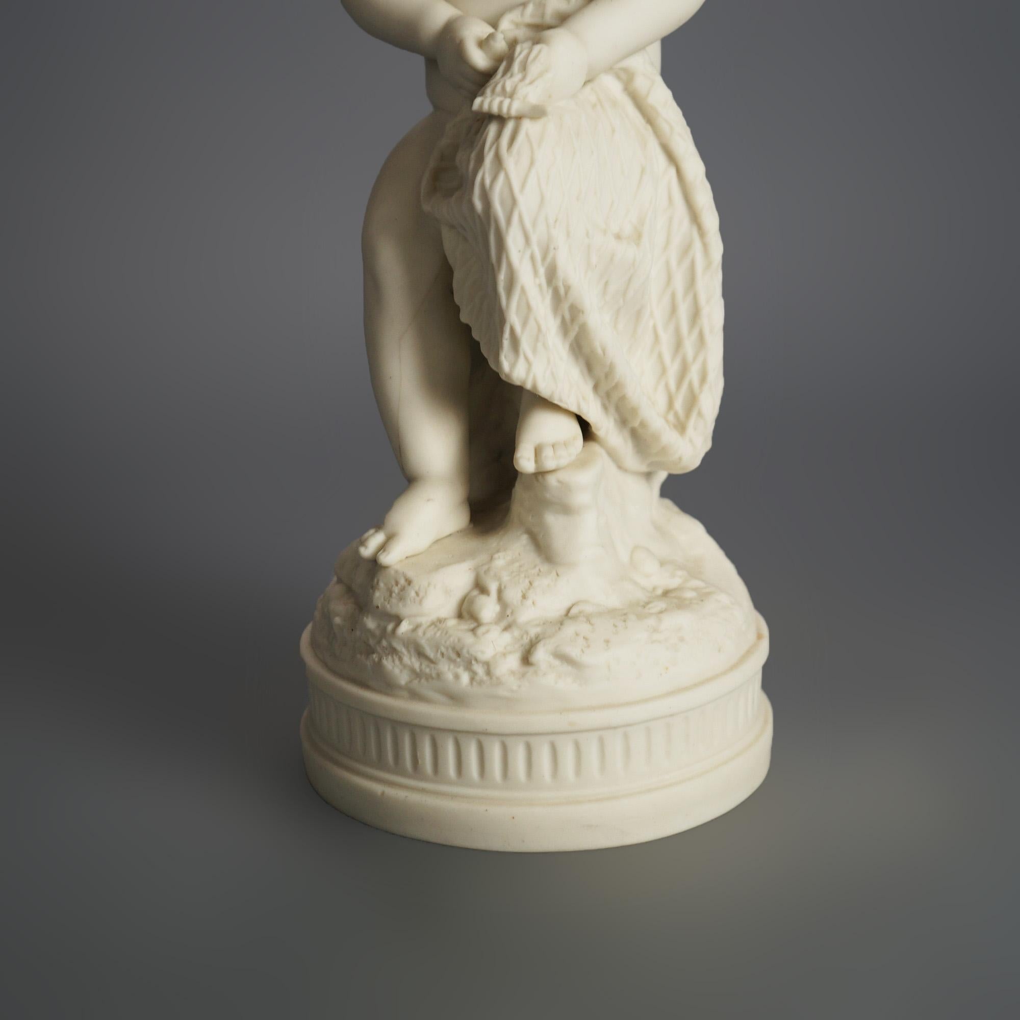 Antigua figura neoclásica de porcelana bisqueada de un querubín C1850 en Bueno estado para la venta en Big Flats, NY