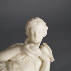 Antique Neoclassical Bisque Porcelain Figure of a Classical Woman & Bird C1850
