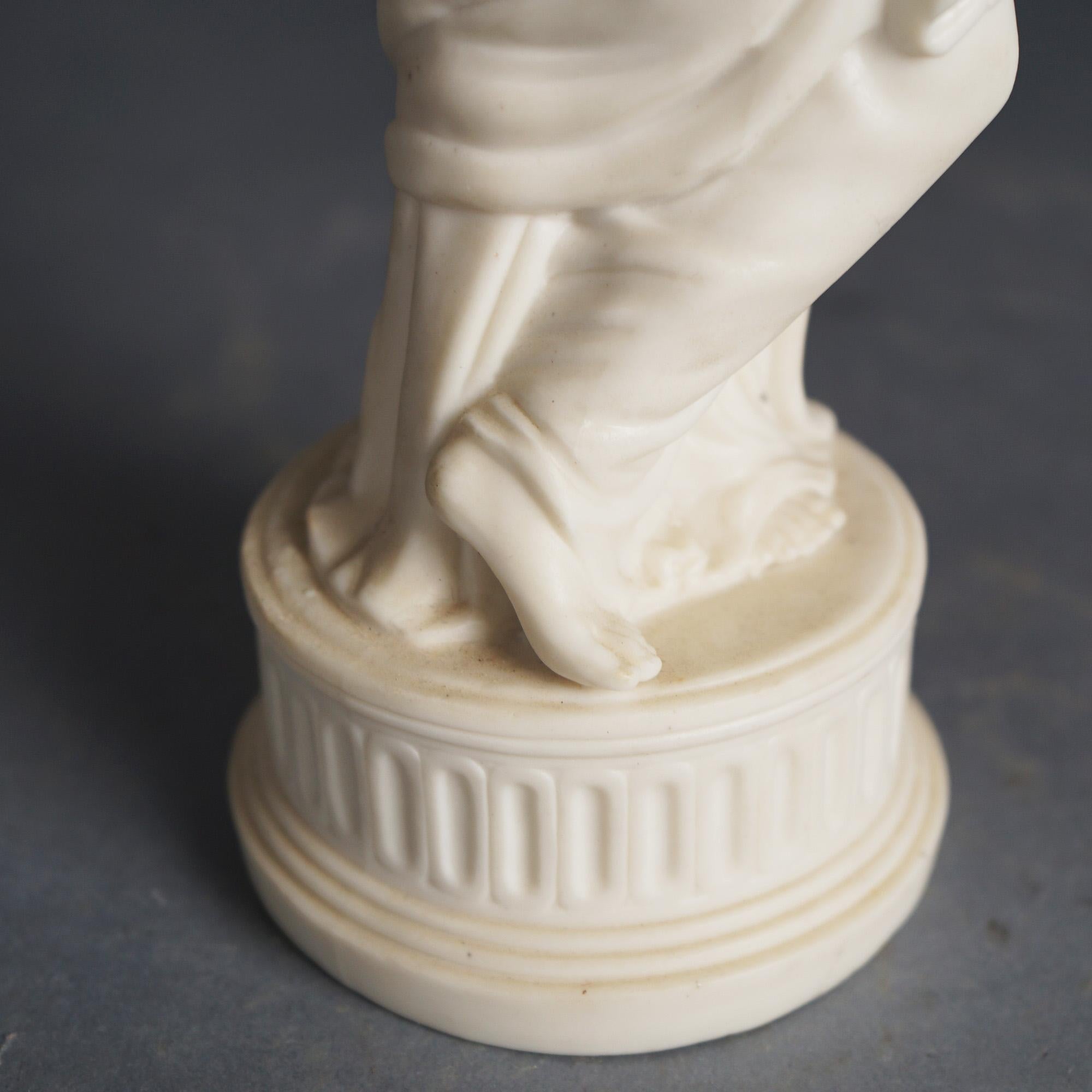 Antique Neoclassical Bisque Porcelain Figure of a Classical Woman & Bird C1850 1