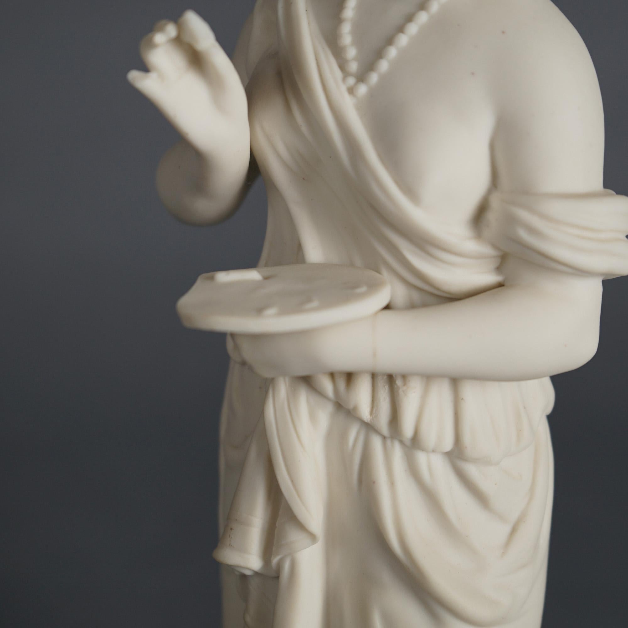 Antique Neoclassical Bisque Porcelain Figure of a Classical Woman C1850 For Sale 7