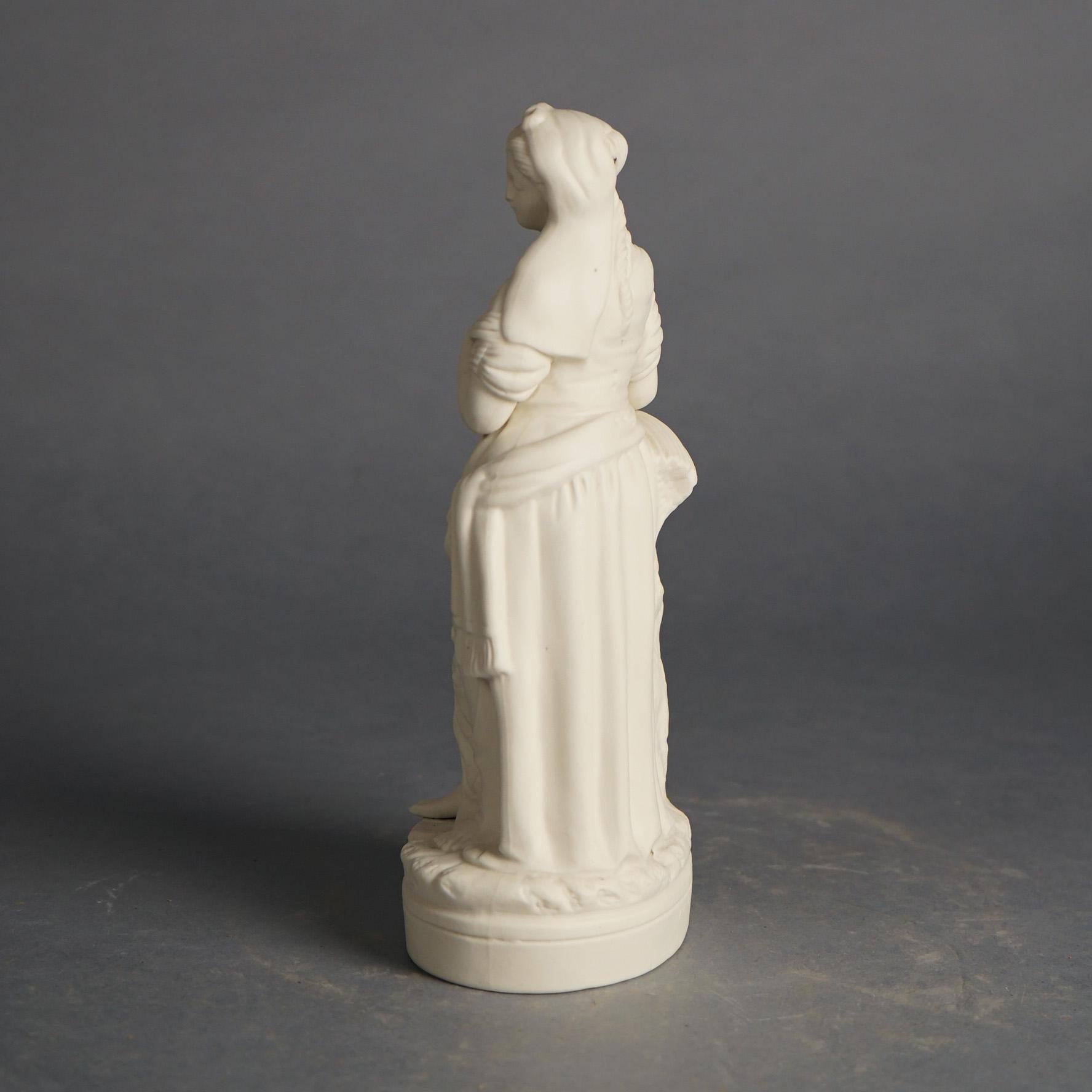 Neoclassico Antica figura neoclassica in porcellana di bisquit con donna classica e grano C1850 in vendita