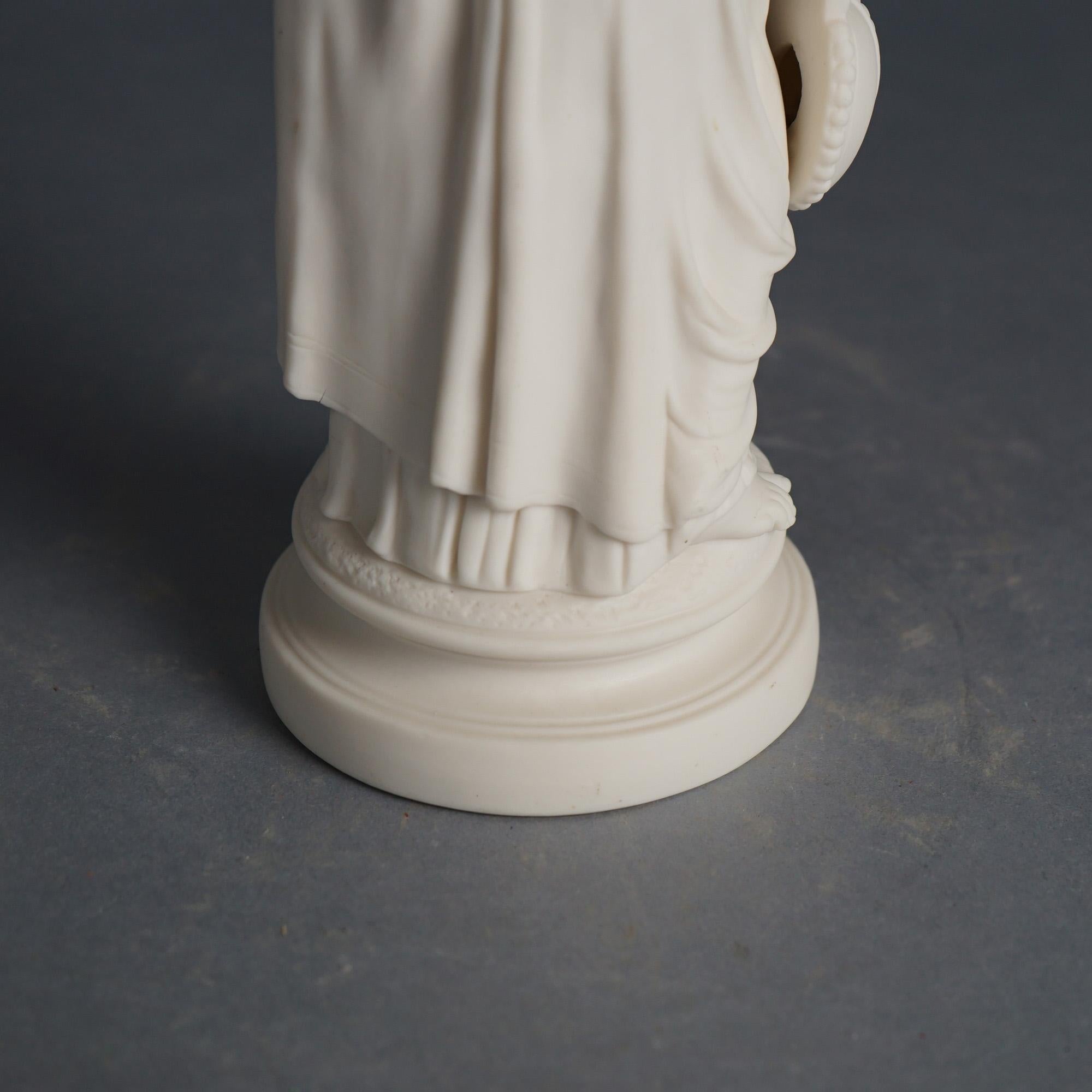 Antique Neoclassical Bisque Porcelain Figure of a Classical Woman & Lute, C1850 7