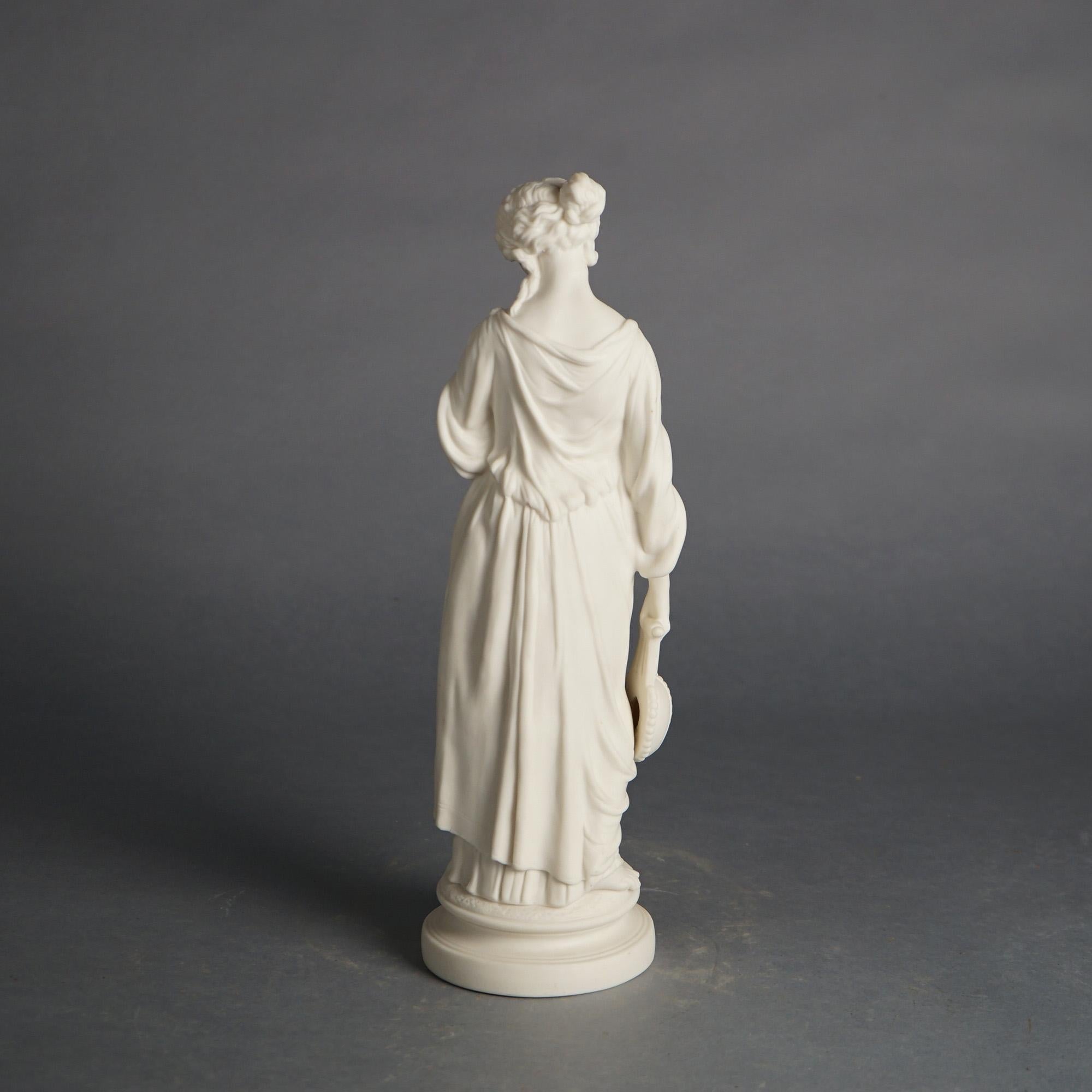Antique Neoclassical Bisque Porcelain Figure of a Classical Woman & Lute, C1850 1