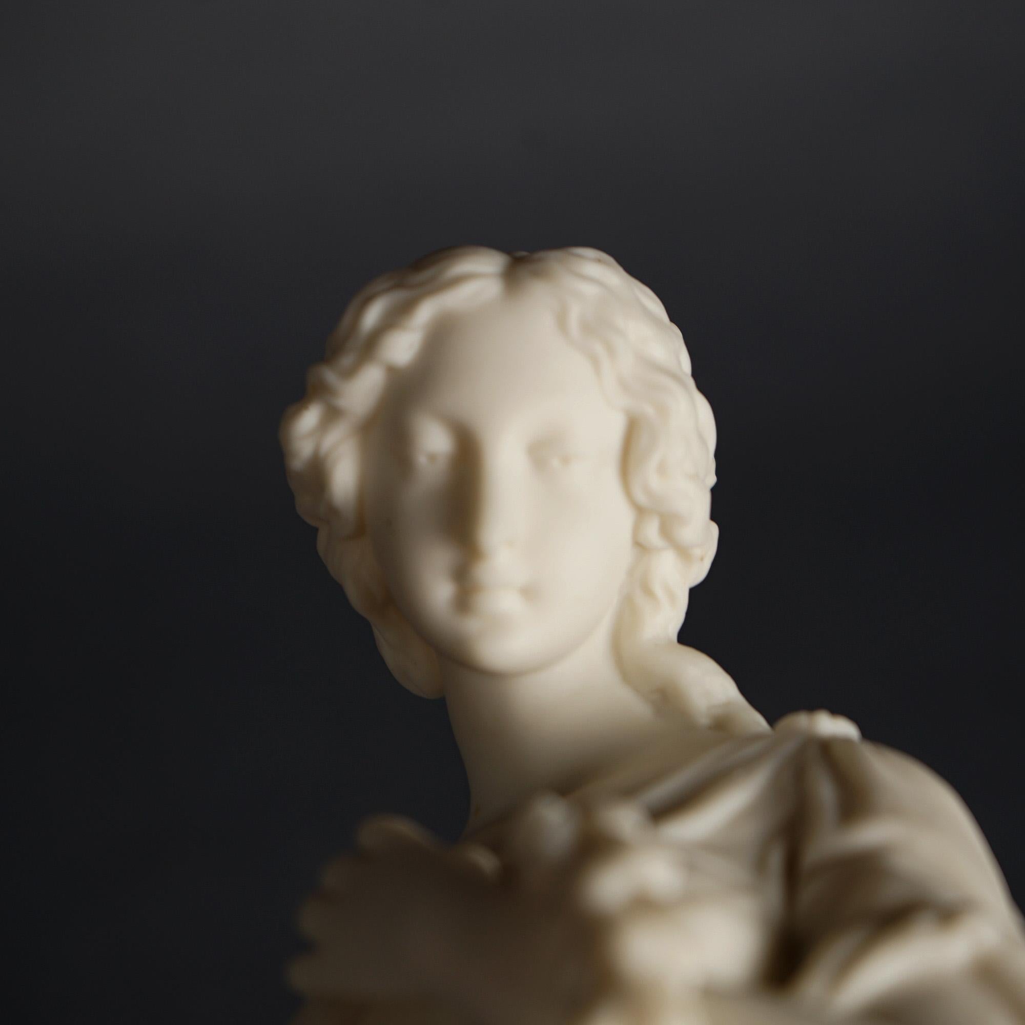Antique Neoclassical Bisque Porcelain Figure of a Classical Woman & Lute, C1850 4