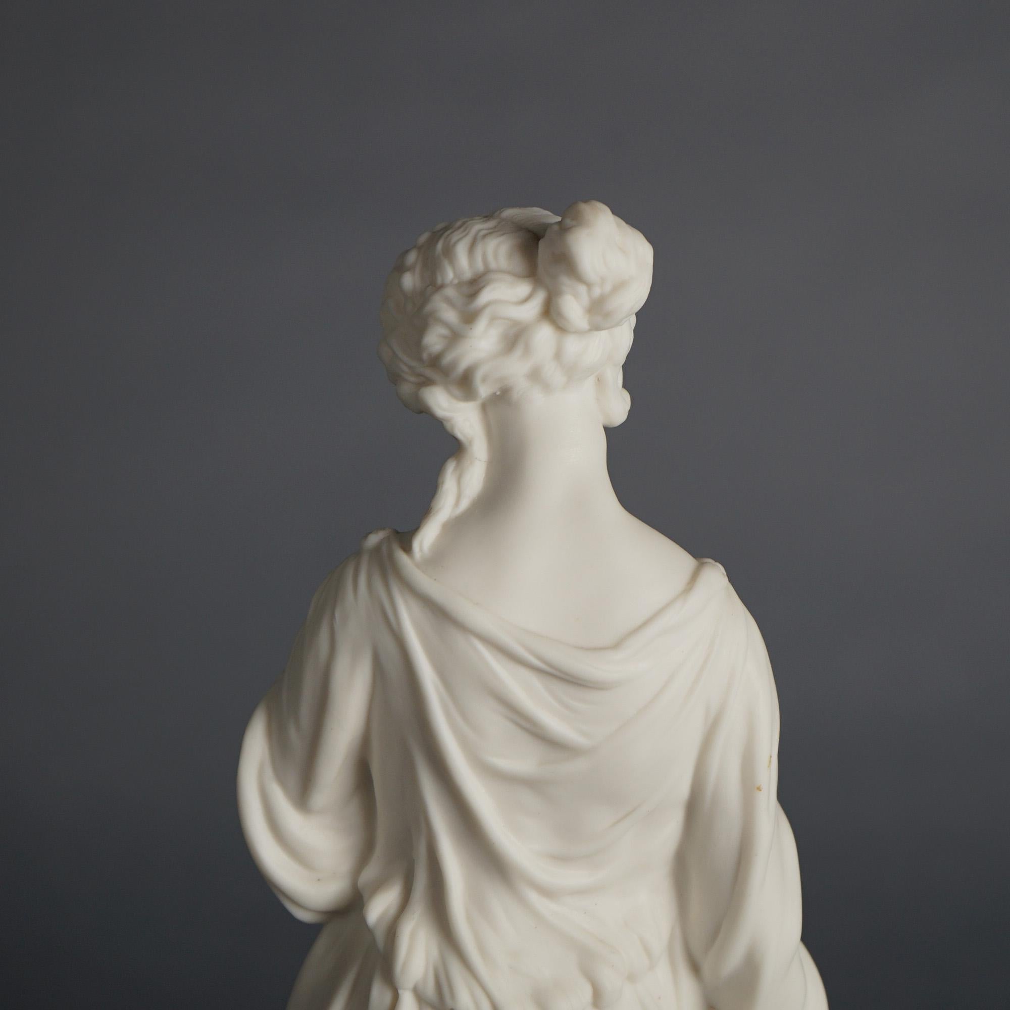 Antique Neoclassical Bisque Porcelain Figure of a Classical Woman & Lute, C1850 5