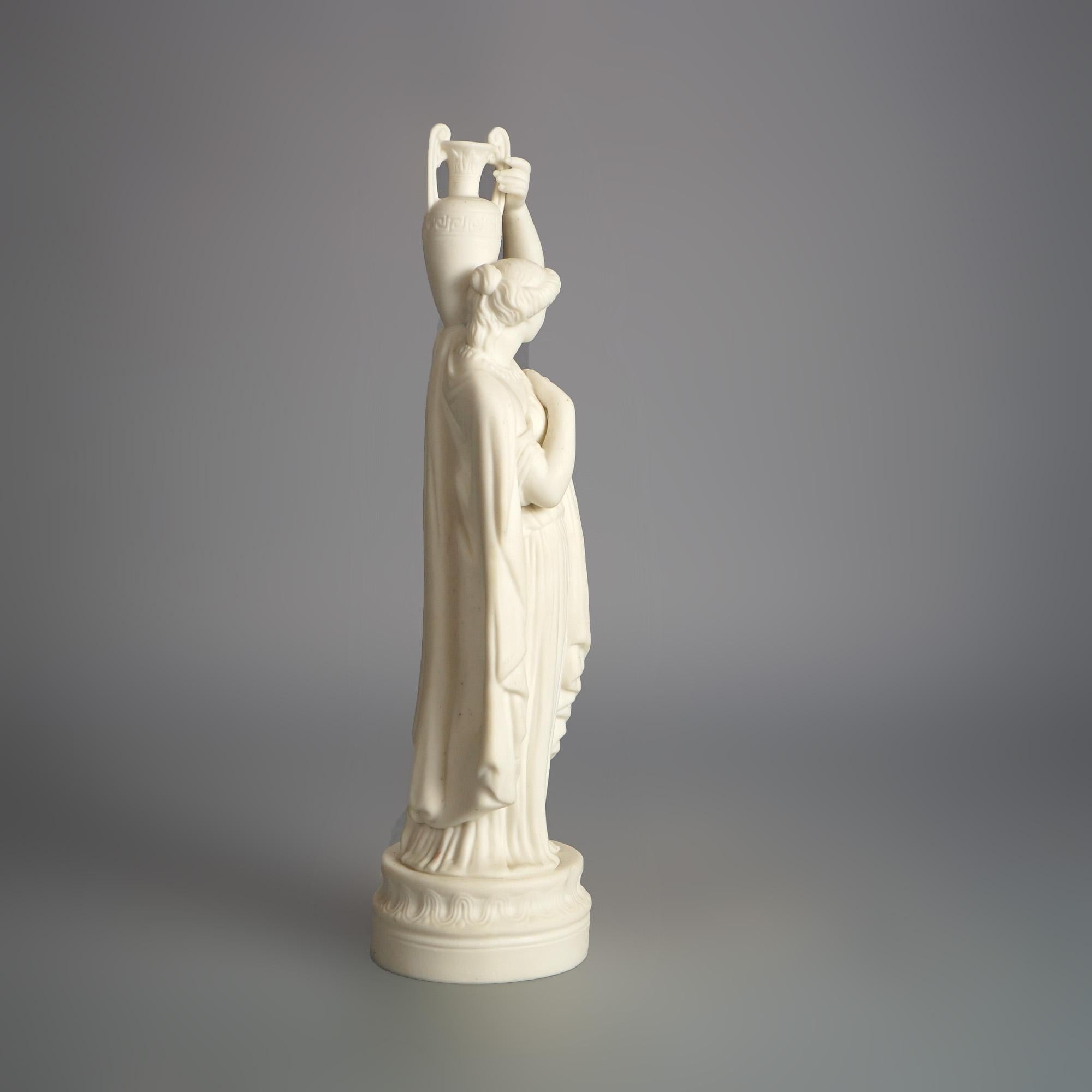 Antique Neoclassical Bisque Porcelain Figure of a Woman with a Water Jug C1850 7