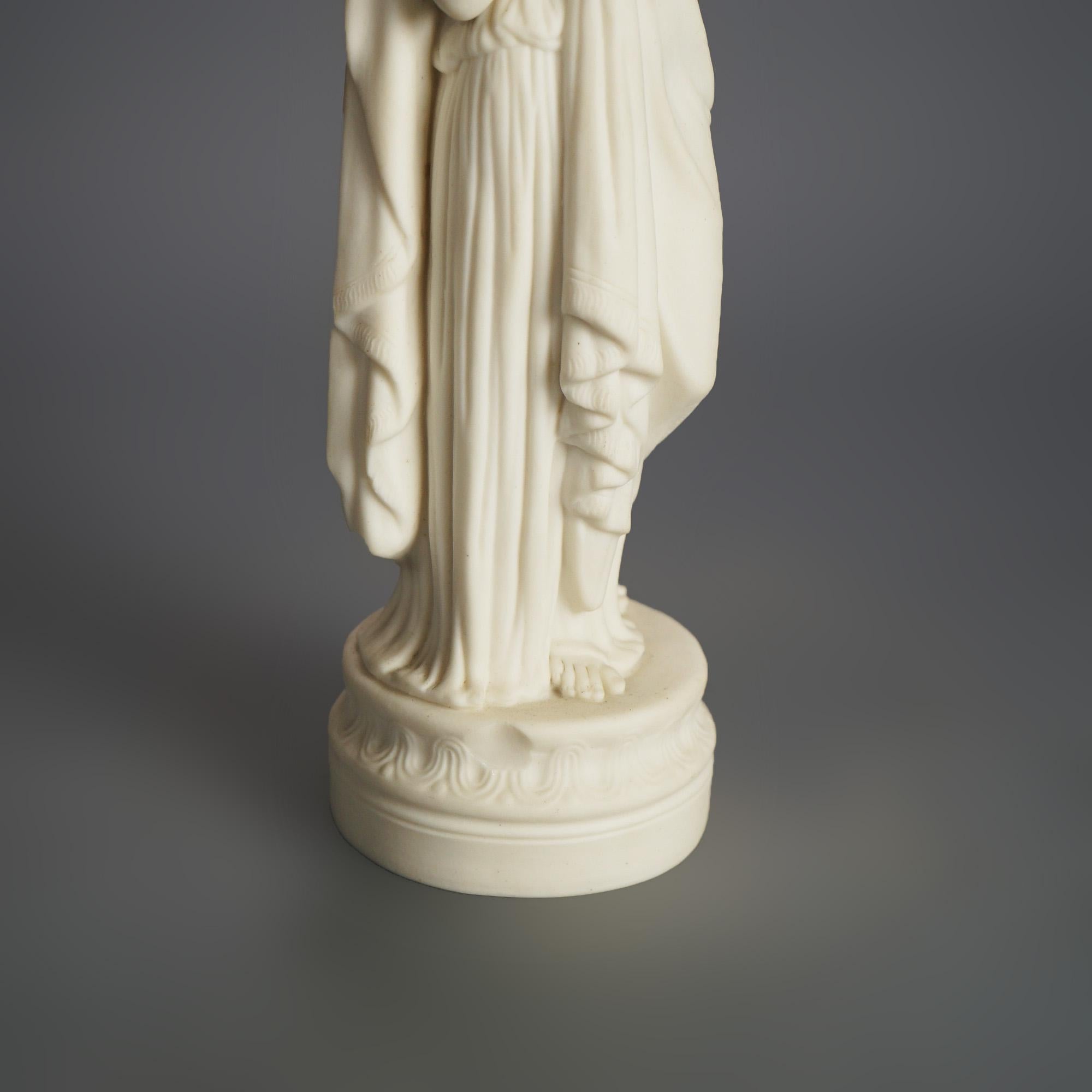 Antique Neoclassical Bisque Porcelain Figure of a Woman with a Water Jug C1850 In Good Condition In Big Flats, NY