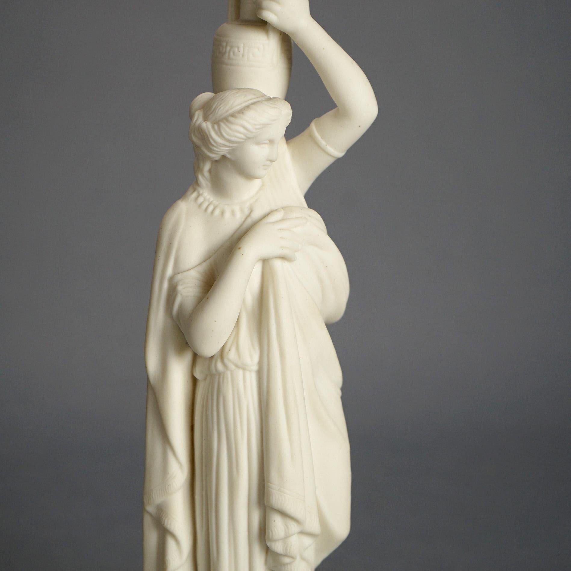 19th Century Antique Neoclassical Bisque Porcelain Figure of a Woman with a Water Jug C1850