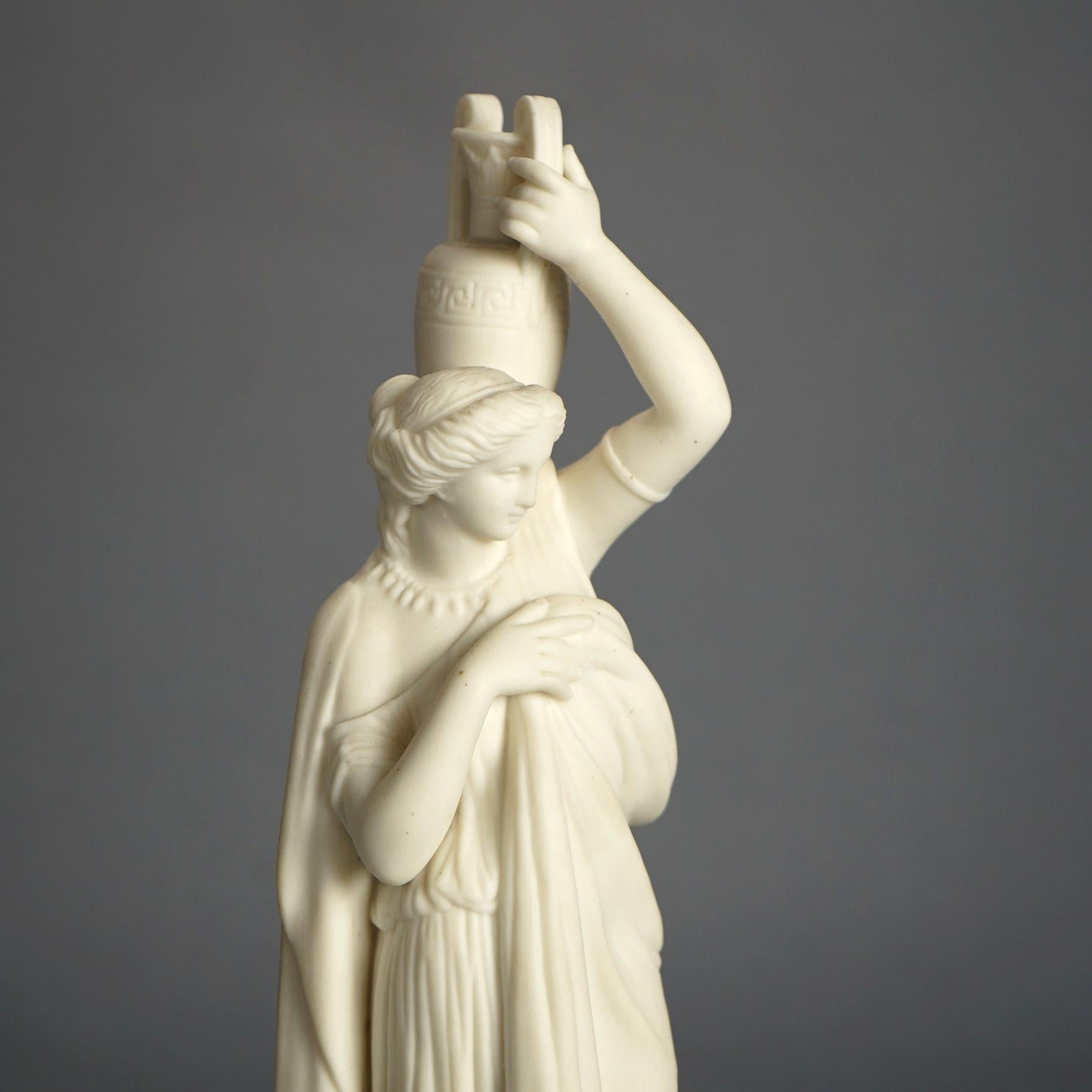 Antique Neoclassical Bisque Porcelain Figure of a Woman with a Water Jug C1850 1