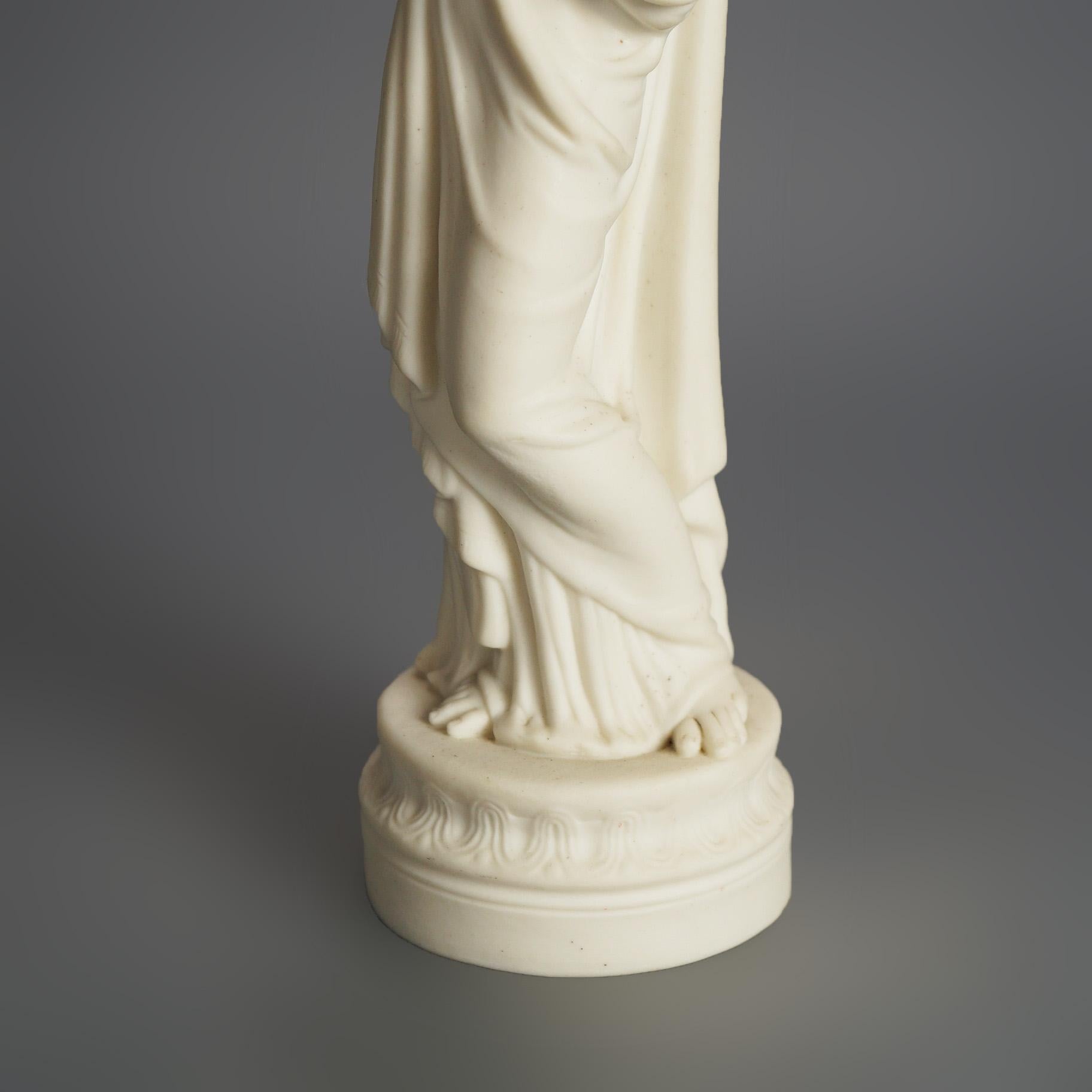 Antique Neoclassical Bisque Porcelain Figure of a Woman with a Water Jug C1850 4
