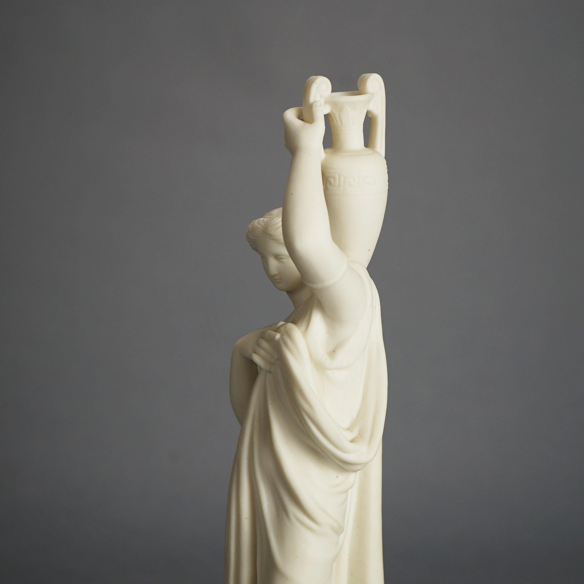 Antique Neoclassical Bisque Porcelain Figure of a Woman with a Water Jug C1850 5