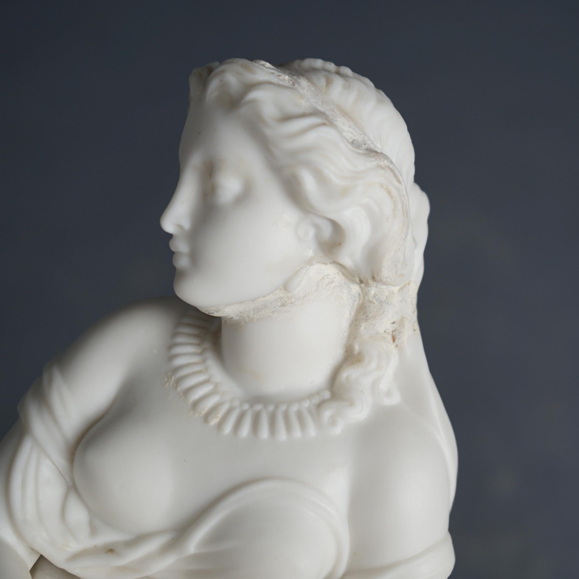 Antique Neoclassical Bisque Porcelain Figure, Woman at a Well, C1850 6