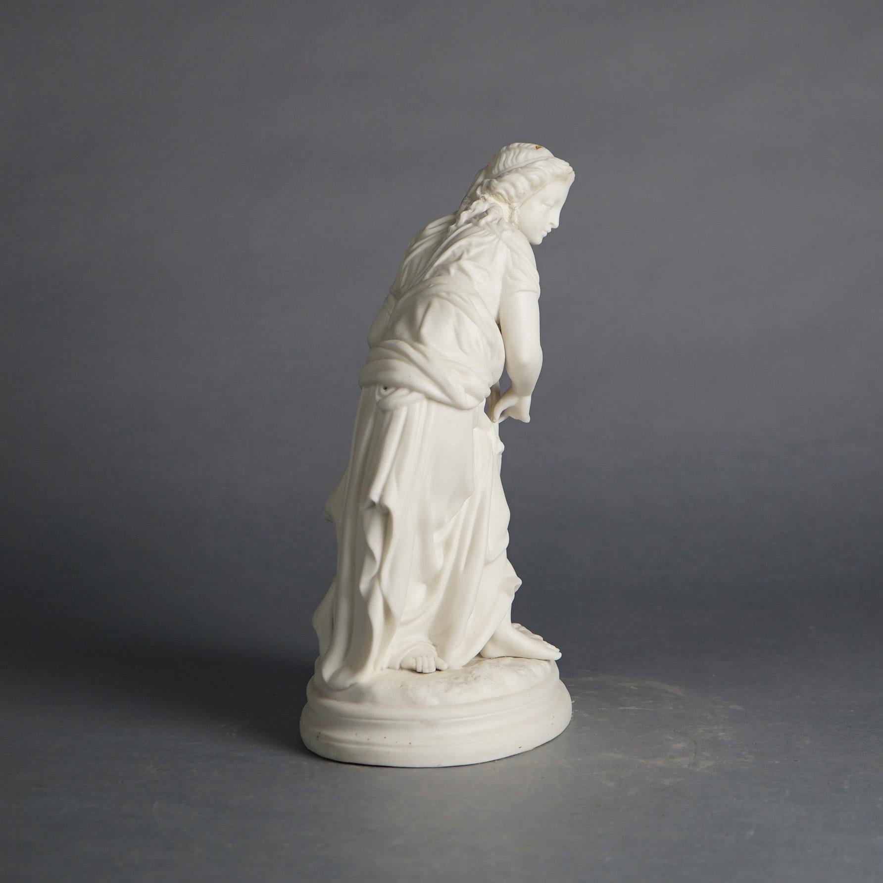 Antique Neoclassical Bisque Porcelain Figure, Woman at a Well, C1850 In Good Condition In Big Flats, NY