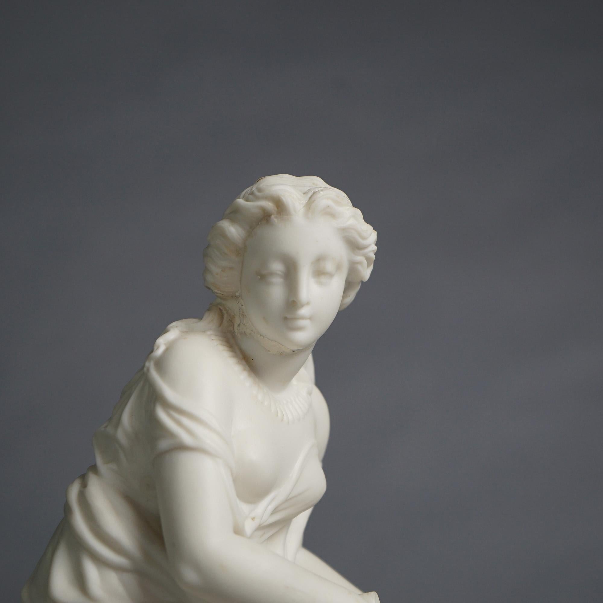 Antique Neoclassical Bisque Porcelain Figure, Woman at a Well, C1850 3