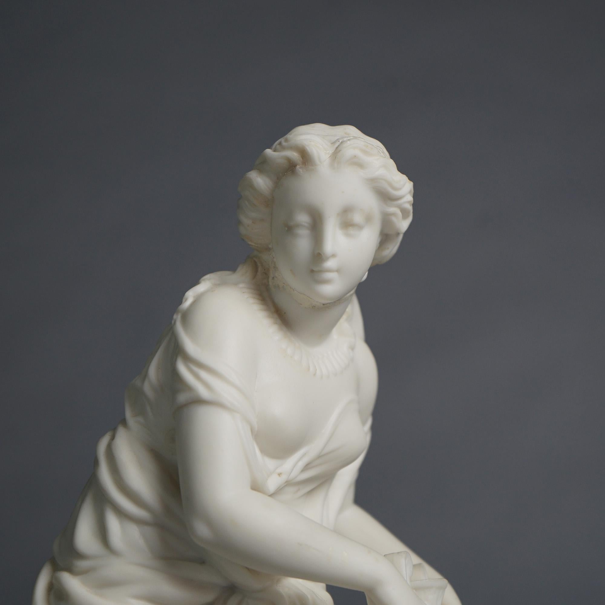 Antique Neoclassical Bisque Porcelain Figure, Woman at a Well, C1850 4