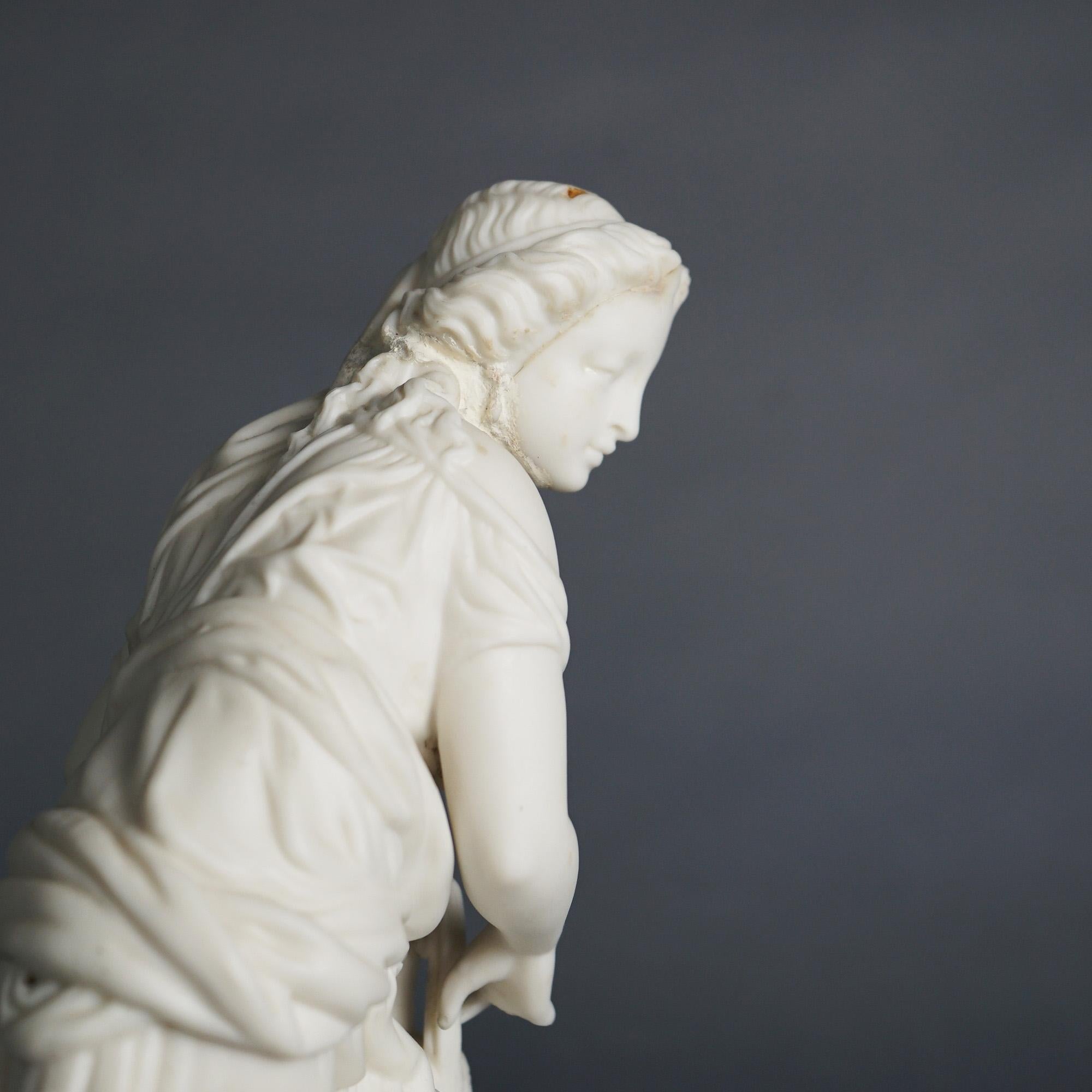 Antique Neoclassical Bisque Porcelain Figure, Woman at a Well, C1850 5
