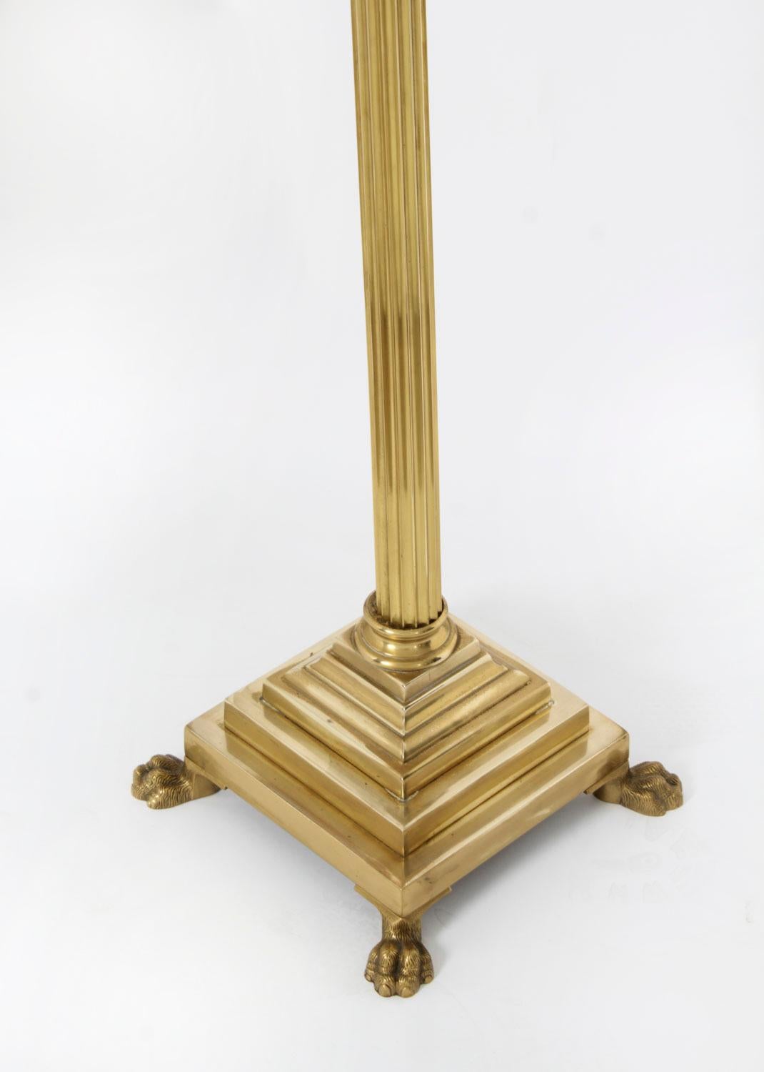 Antique Neoclassical Brass Corinthian Column Standard Lamp 19th Century For Sale 3