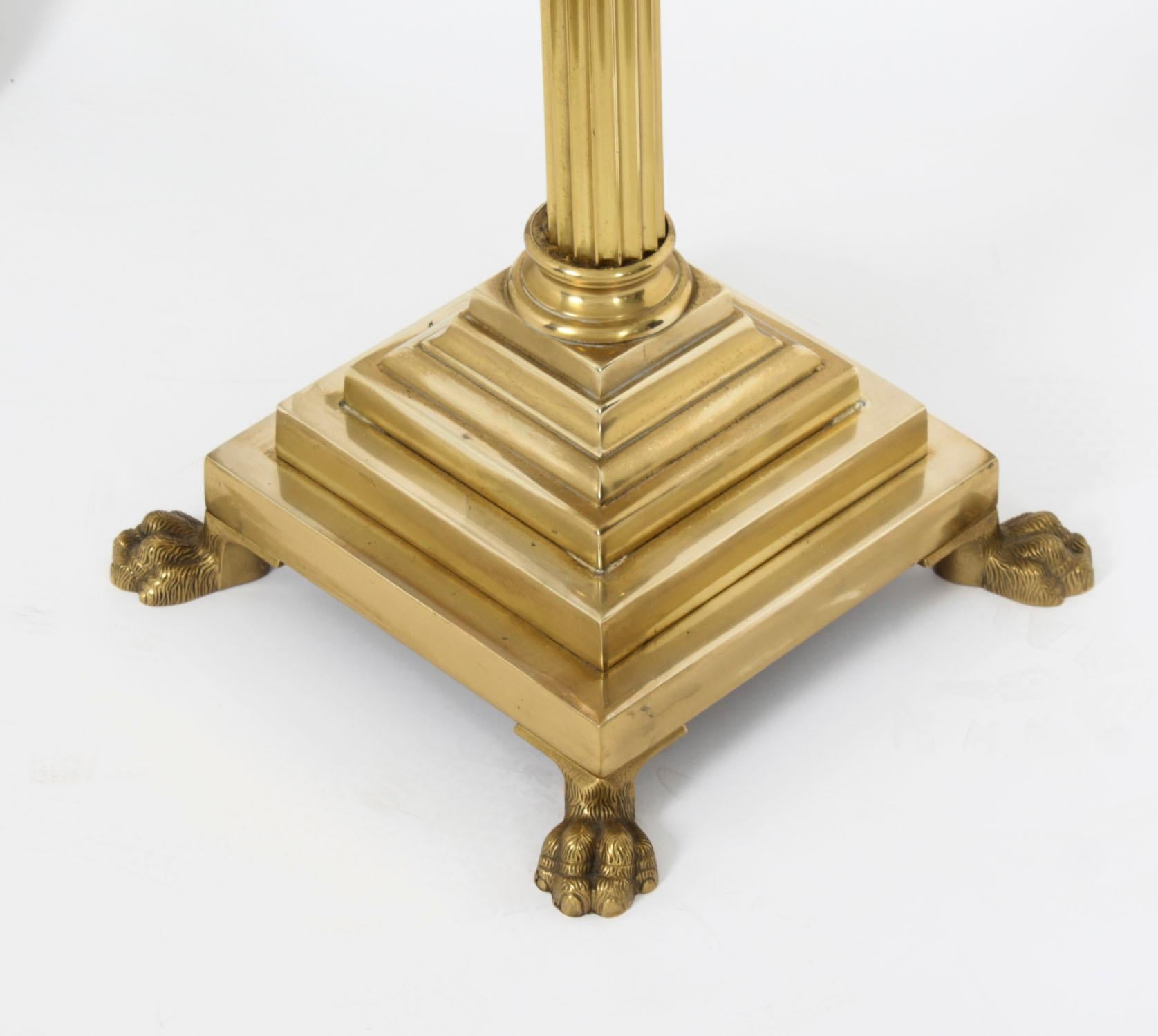 Antique Neoclassical Brass Corinthian Column Standard Lamp 19th Century For Sale 4