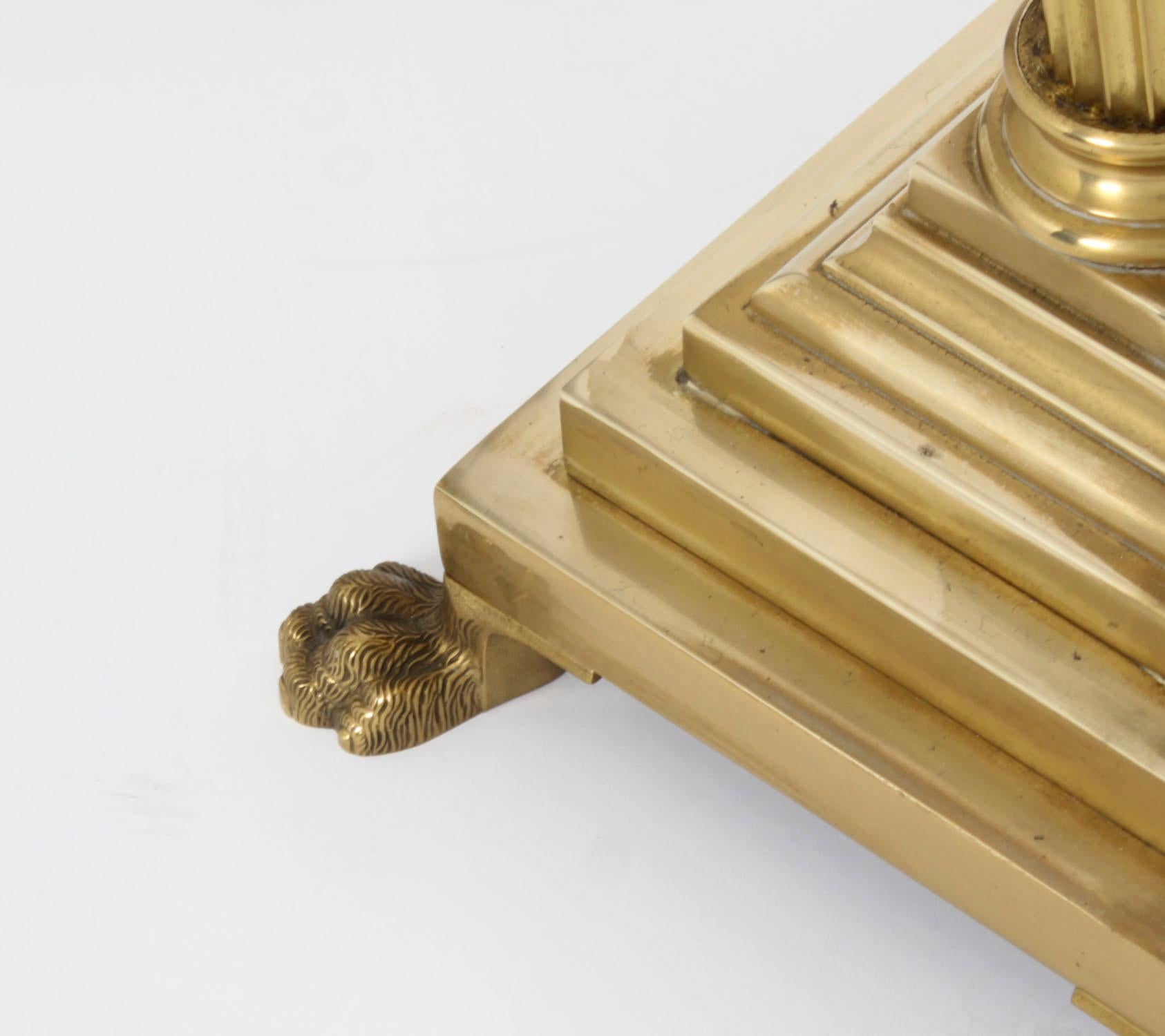 Antique Neoclassical Brass Corinthian Column Standard Lamp 19th Century For Sale 5